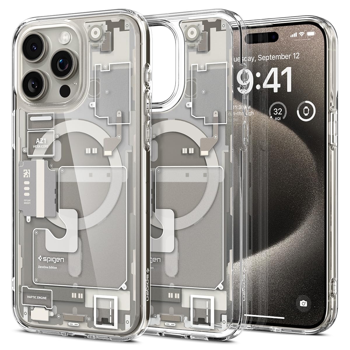 Spigen Ultra Hybrid MagFit طراحی شده برای محافظ گوشی iPhone 15 Pro، سازگار با MagSafe - صفر یک تیتانیوم طبیعی