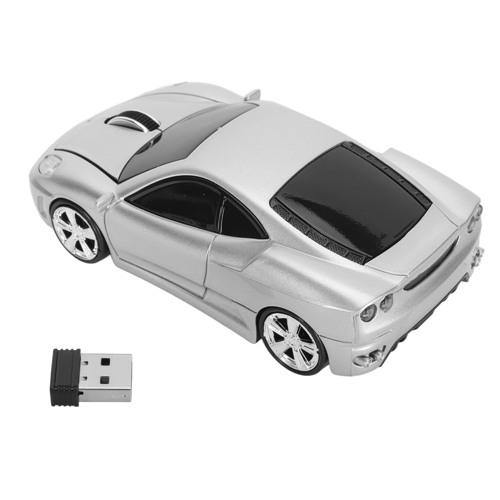 موشواره بی‌سیم خودروی ورزشی، گیرنده USB 2.4 گیگاهرتز، 1600 نقطه در اینچ DPI، لامپ جلو با نور LED، برای لپتاپ و رایانه رومیزی