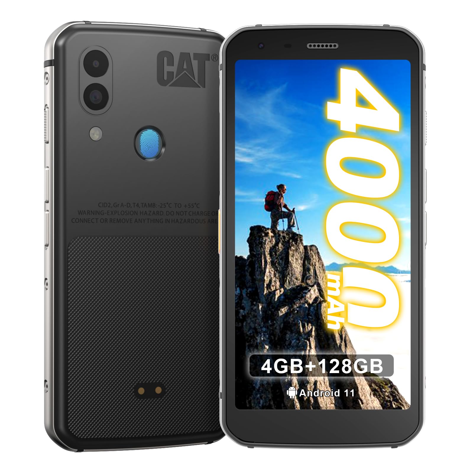 تلفن همراه Cat S62 Rugged آنلاک شده (128 گیگابایت، 4 گیگابایت) اندروید اسمارت فون ضد آب IP68 با صفحه نمایش 5.7 اینچ، دوربین دوگانه 12 مگاپیکسل، باتری تمام روزه، فناوری NFC، قابلیت بازکردن با اثر انگشت، پردازنده Snapdragon 660 و شیار نانو (مشکی) جدید