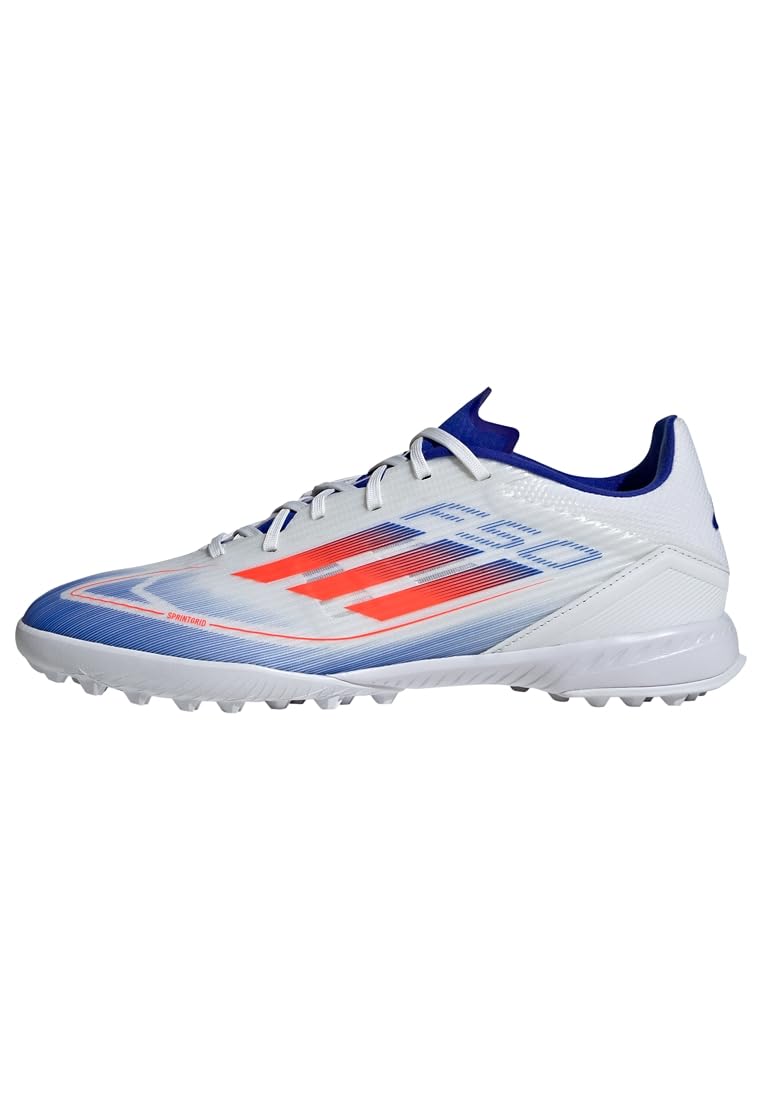 کفش فوتبال آدیداس (یونی‌سکس) مدل F50 League — مناسب چمن مصنوعی (Turf)، سایز 42 2/3 اروپا (EU)، رنگ FTWWHT/SOLRED/LUCBLU
