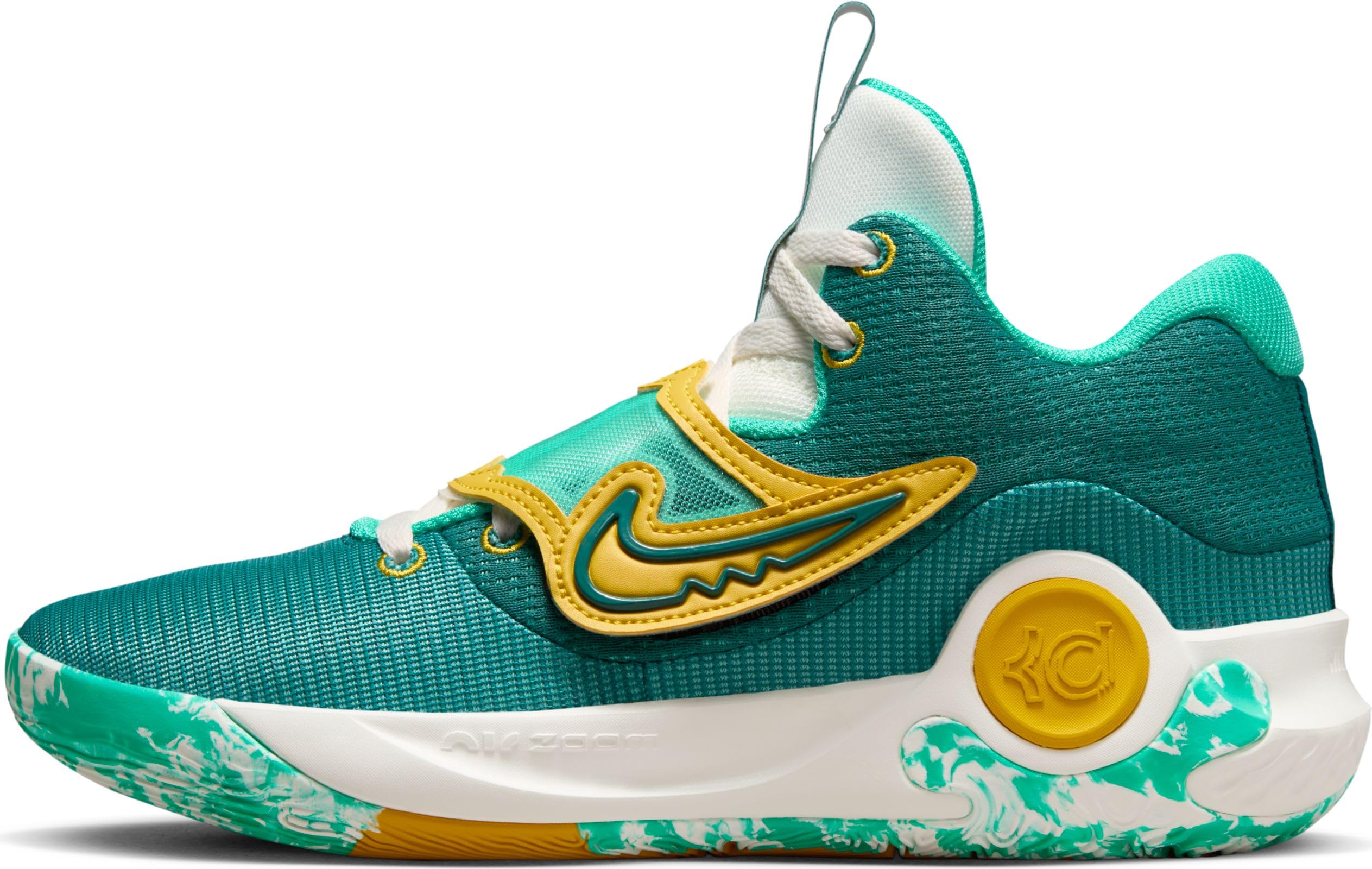 نایک KD Trey 5X مردانه — Low (ساق کوتاه) — سایز EU 47.5 — رنگ‌ها: یشم روشن، ژئود فیروزه‌ای، استخوانی، زرد گوگردی درخشان