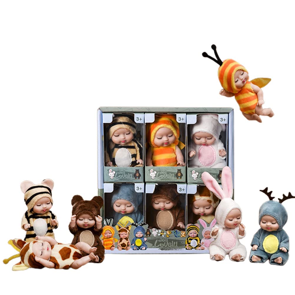 مجموعه عروسک های Mini Sleeping Rebirth از NALACAL، اسباب بازی عروسک نوزادان کوچک، عروسک نوزاد واقعی مینی، عروسک بچه زندگی‌دار برای بچه ها و دختران هدیه تولد، هدیه ایده آل، ساخته شده از مواد ایمن و غیر مضر (6 عدد)