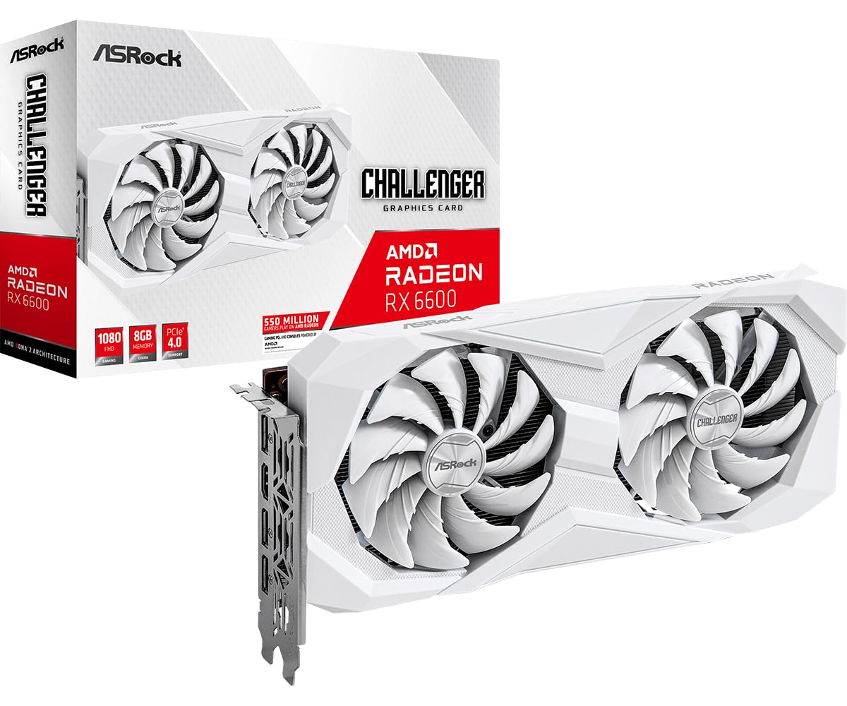 کارت گرافیک کامپیوتر AMD Radeon RX 6600 ASRock RX6600 CLW 8G 7nm Radeon RX 6600 Challenger White 8GB
