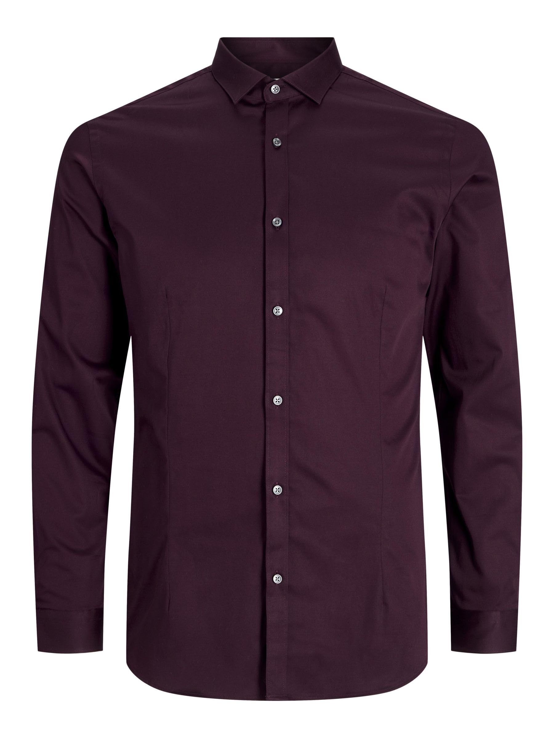 پیراهن مردانه JACK & JONES PARMA L/S مدرن - رنگ شرابی - سایز L