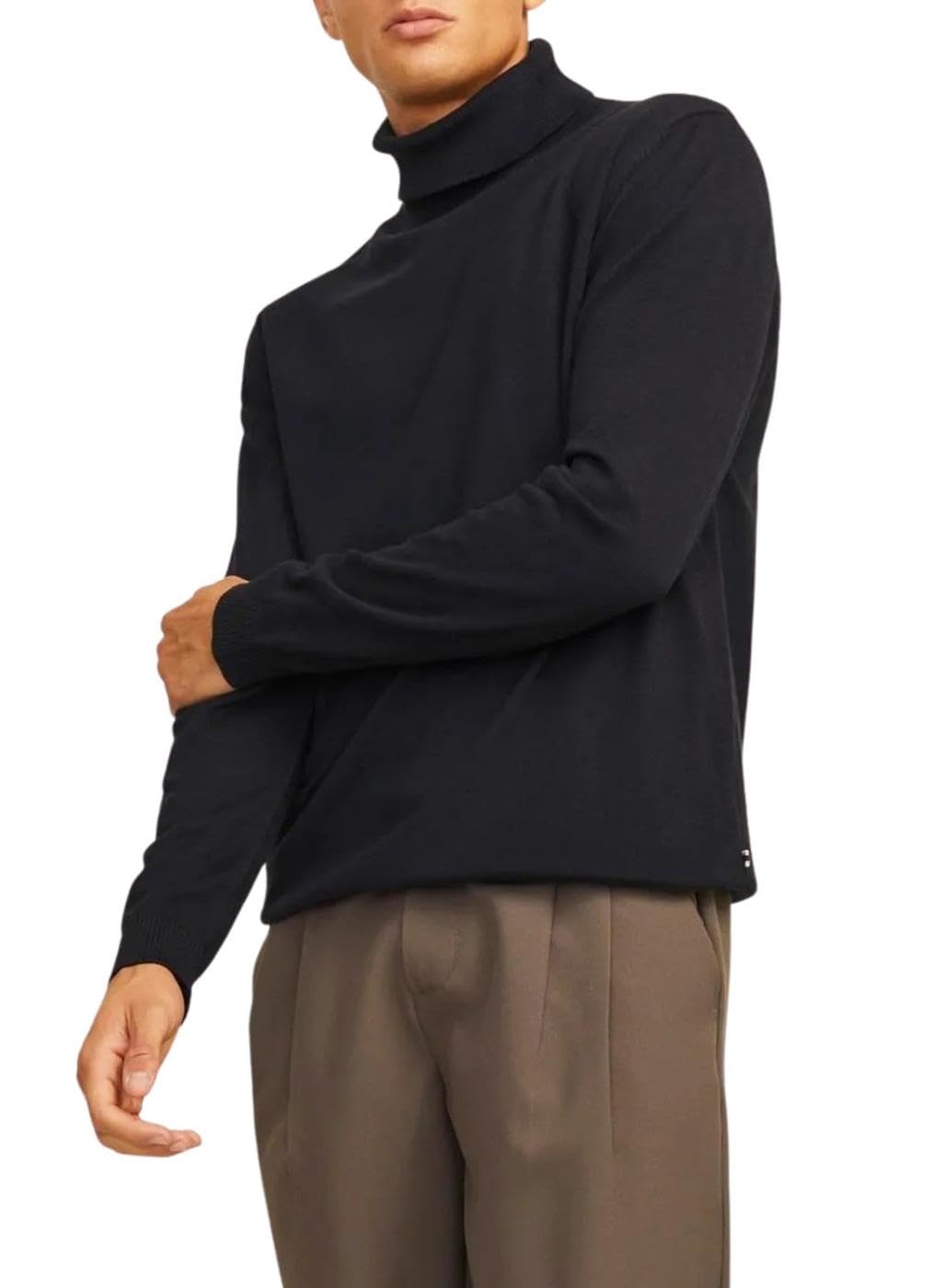پلیور گردن‌نازک بافت پایه مردانه JACK & JONES (بسته ۱ عددی) - سایز L - رنگ مشکی