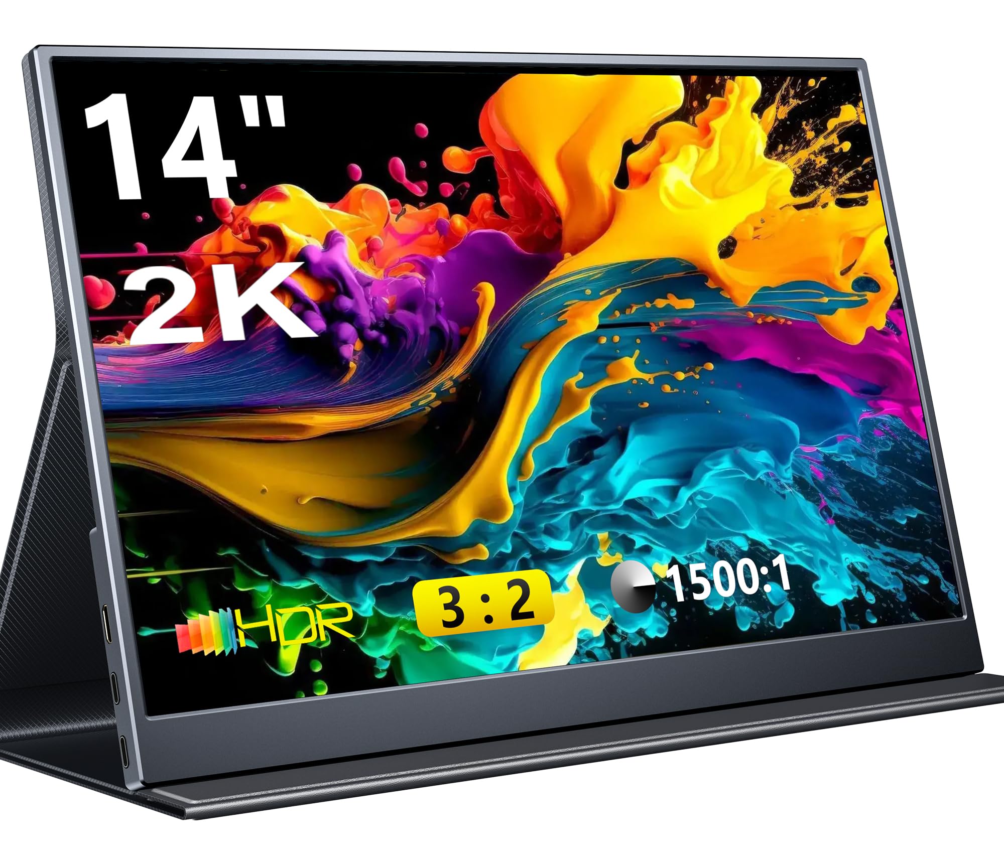 مانیتور قابل حمل MagicRaven، صفحه نمایش با کیفیت لپ تاپ 2K 14 اینچ، دو پورت USB C HDMI دومین صفحه کامپیوتری با اسپیکر، مانیتور مسافرتی برای PS4/5 Xbox Switch MAC PC Phone A1-14.0"-2K-60Hz