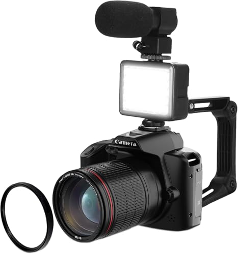 دوربین دیجیتال 4K سورندی برای عکاسی و ویدیو، دارای دید در شب با کیفیت HD 64 مگاپیکسل، دوربین ولاگینگ با وای فای و نمایشگر رنگی 3 اینچ، زوم دیجیتال 16 برابر، زاویه دید 120 درجه و نور پر کننده