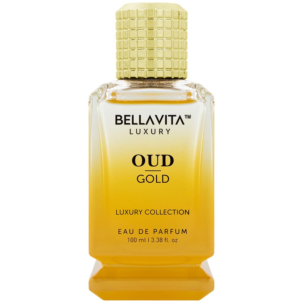 عطر BellaVita Luxury OUD Gold Eau De Parfum برای مردان - عطر چوبی تند با کارامل، Orris، گل رز و یاسمین | عطر مردانه با ماندگاری بالا | نت‌های چوبی عود و وانیل | هدایای مردانه، عطر عود، 100 میلی‌لیتر