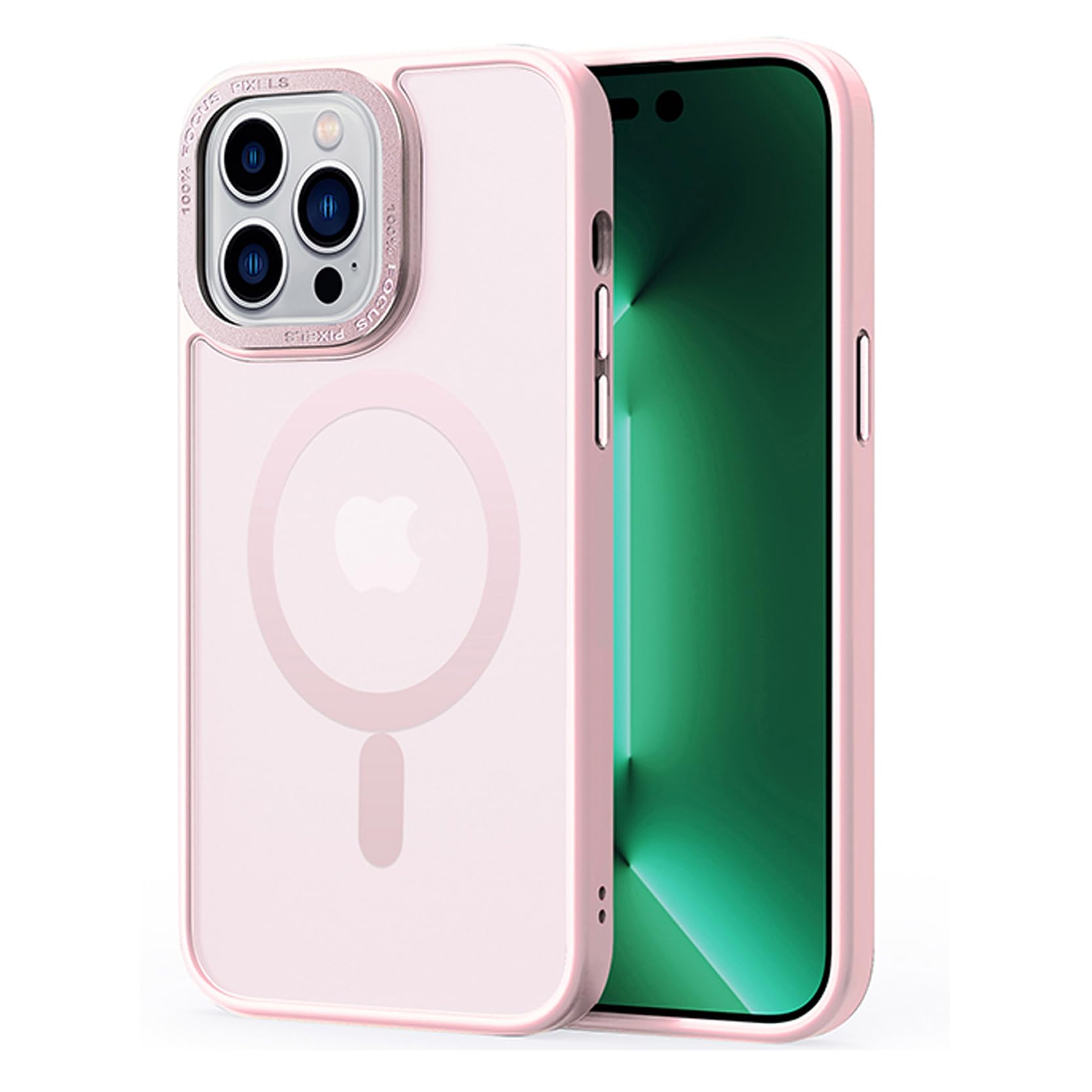 2NSPDRGNI Magnetic Case سازگار با iPhone 14 Pro Max ، پوشش شفاف مات غیر لغزنده محافظ ضد ضربه تلفن ضد ضربه ، رزگلر iPhone 14 Pro Max مغناطیسی صورتی