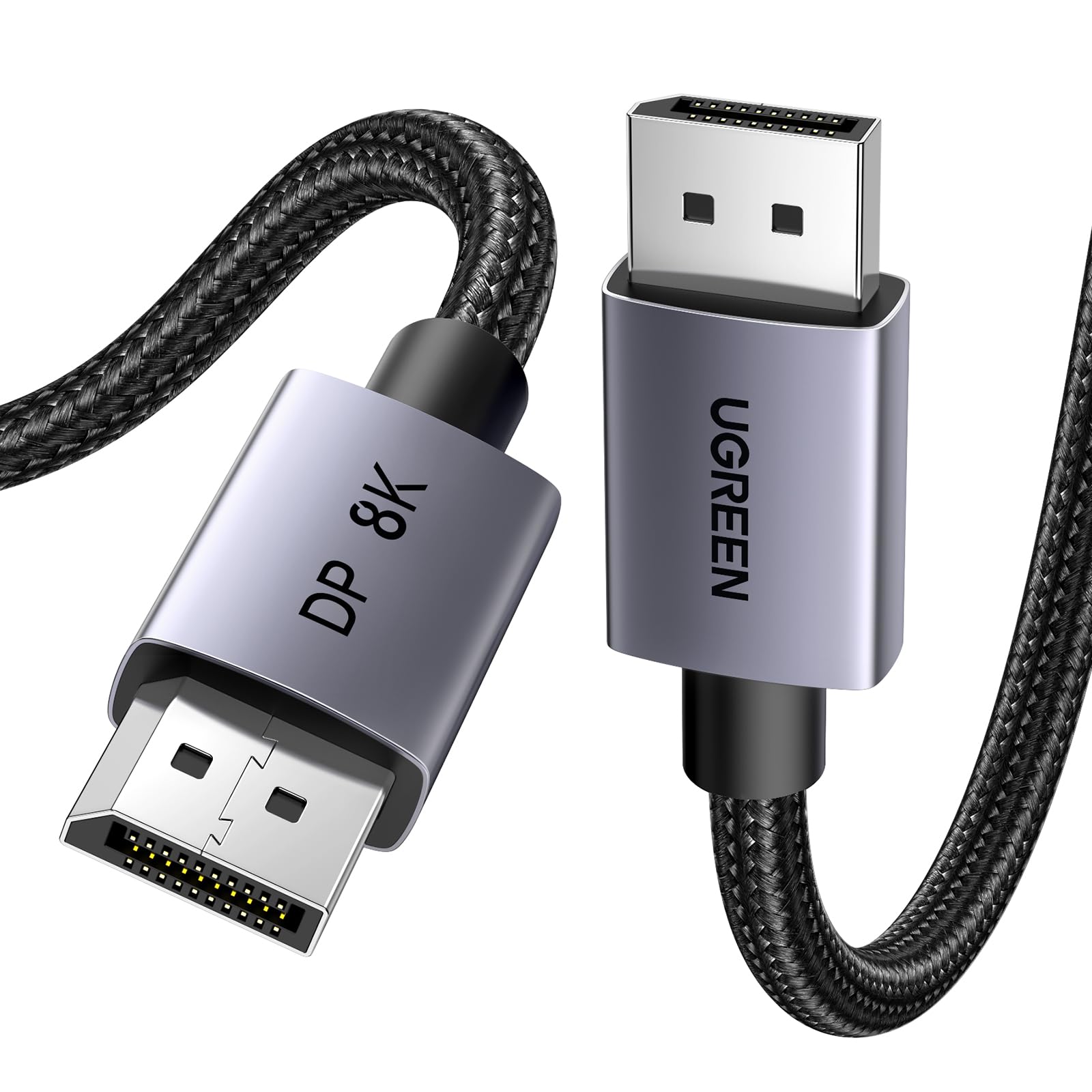 UGREEN 8k کابل DP به DP 3 متری، کابل DisplayPort 1.4 8k@60Hz/4k@240Hz/2k@240/2k@165Hz، کابل دنده به دنده 8k نایلون بافته شده برای مانیتور گیمینگ، رایانه شخصی سامسونگ، ThinkVision G32qc/Y27qf، DELL S2421HS/S2721DS