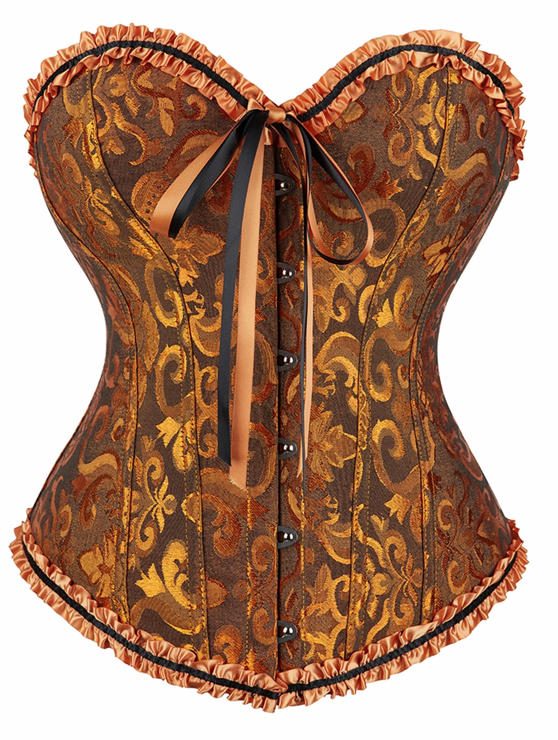 Moonight Corset for Women Renaissance Lace up Boned Overbust Bustier Corset XS Turmeric