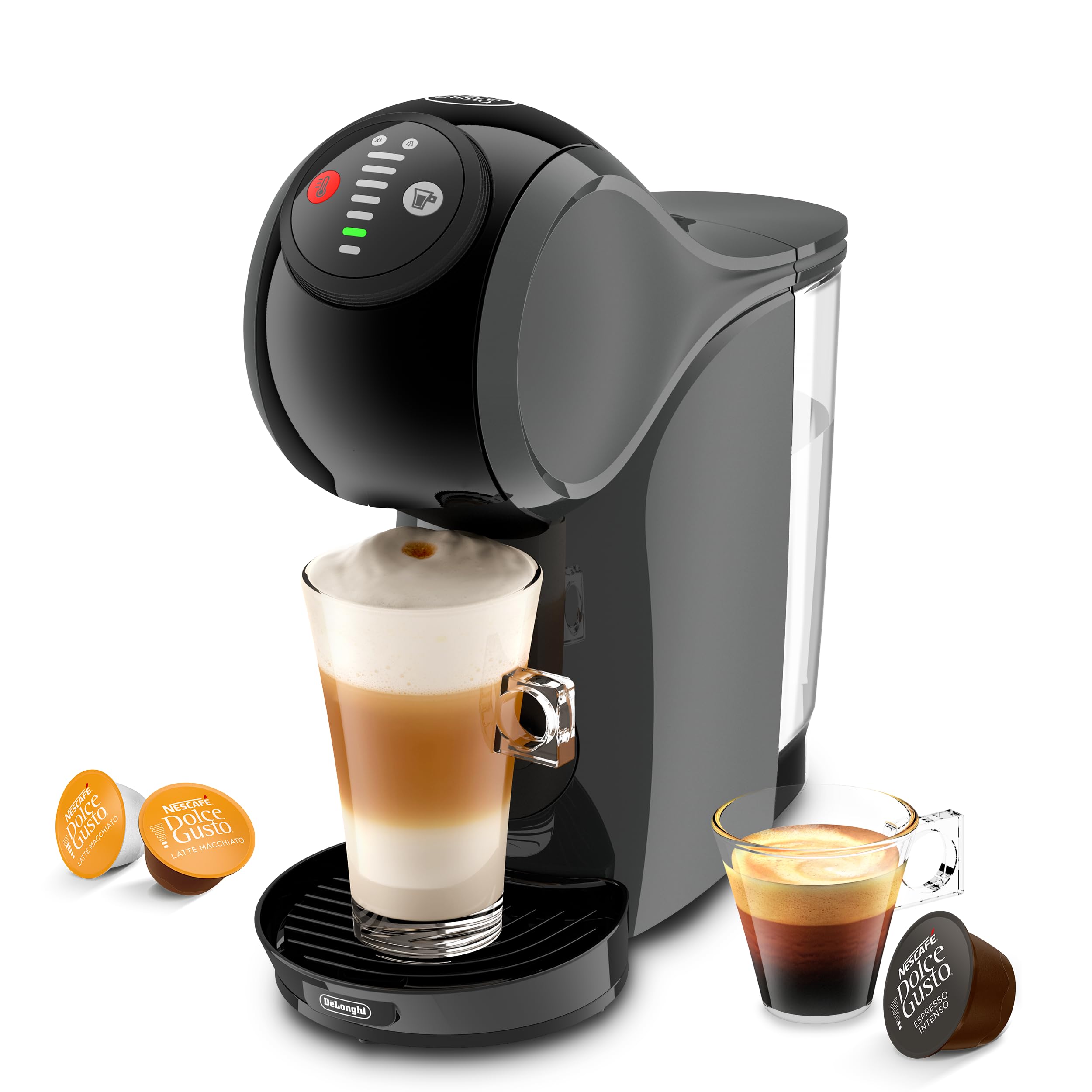 ماشین قهوه لحظه‌ای NESCAFÉ DOLCE GUSTO De'Longhi Genio S EDG226.A، دیزاین کوچک، اندازه نوشیدن قابل تنظیم، مخزن آب قابل جداشدن 0.8 لیتری، رنگ‌های مشکی و خاکستری مدرن