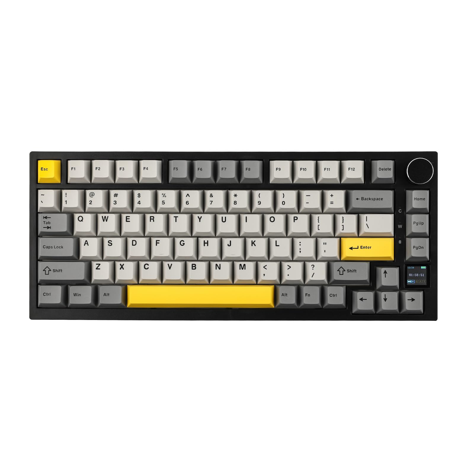 EPOMAKER Ajazz AK820 Pro 75% Gasket-mounted Mechanical Keyboard with TFT Screen, 3 Modes(Bluetooth 5.1/2.4G Wireless & Type-C Wired), Sound Dampening Foams (Grey, Ajazz Gift Switch) Ajazz هدیه سوئیچ خاکستری