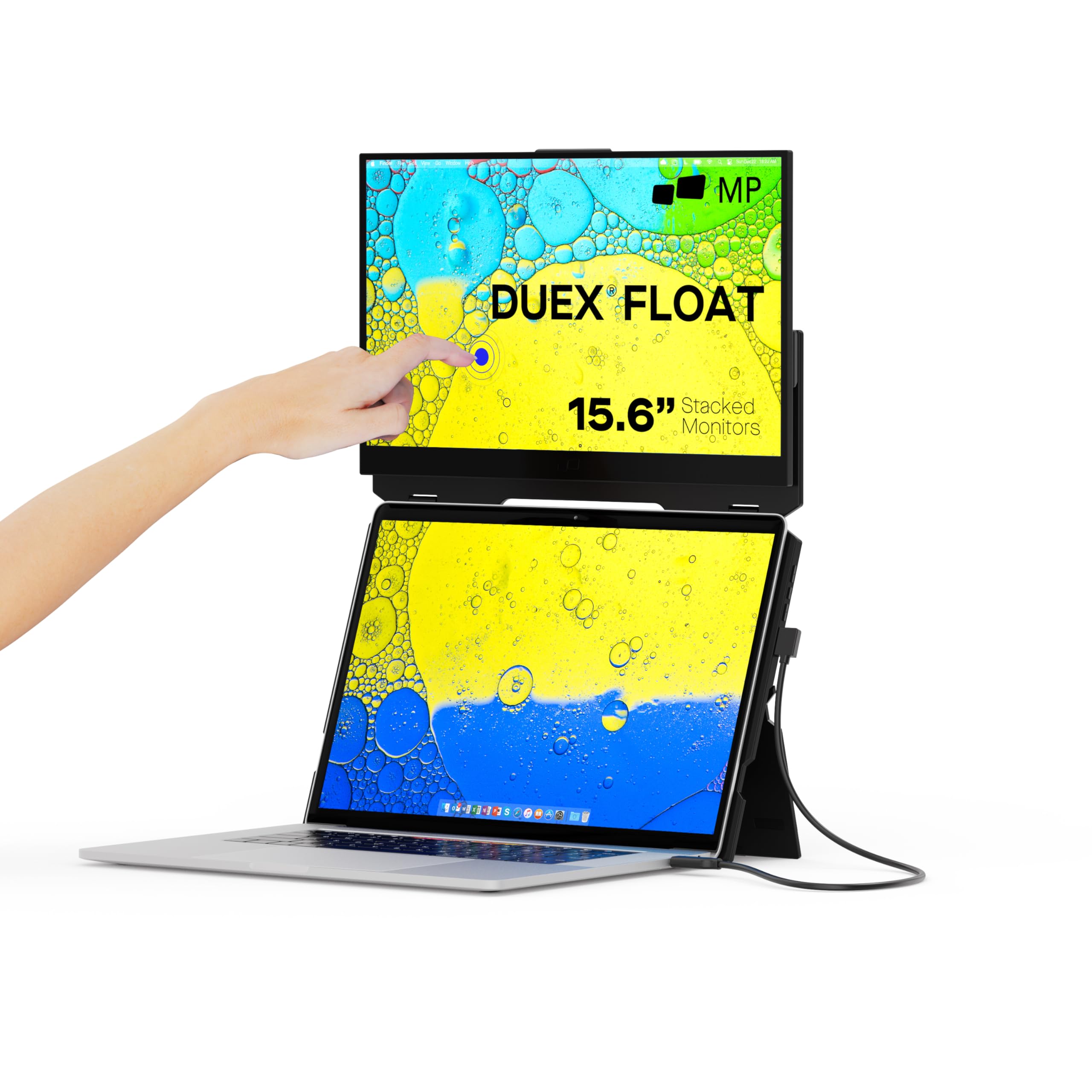 صفحه نمایش لمسی Duex Float Mobile Pixels 15.6 اینچ با کیفیت Full HD IPS 1080P و قابلیت استفاده به صورت پورتابل، دارای استند داخلی، پشتیبانی از وصل و بازی از طریق USB Type-C/HDMI، سازگار با Windows/Mac/Android/ChromeOS/Switch