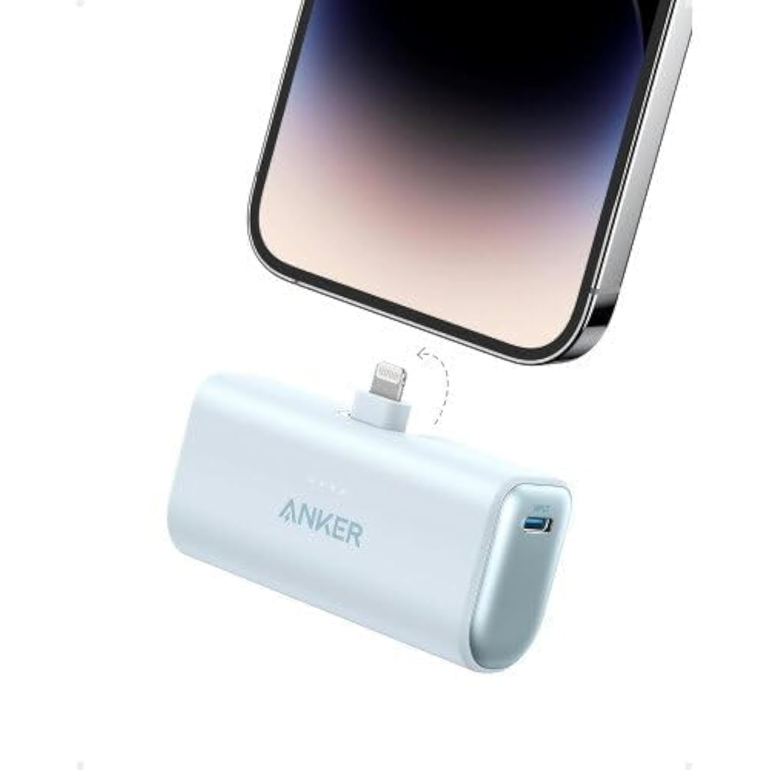پاور بانک Anker Nano با کانکتور Lightning داخلی، شارژر قابل حمل 5,000 میلی آمپر MFi Certified 12W، سازگار با آیفون 14/14 Pro/14 Plus/14 Pro Max، آیفون 13 و سری 12 آبی