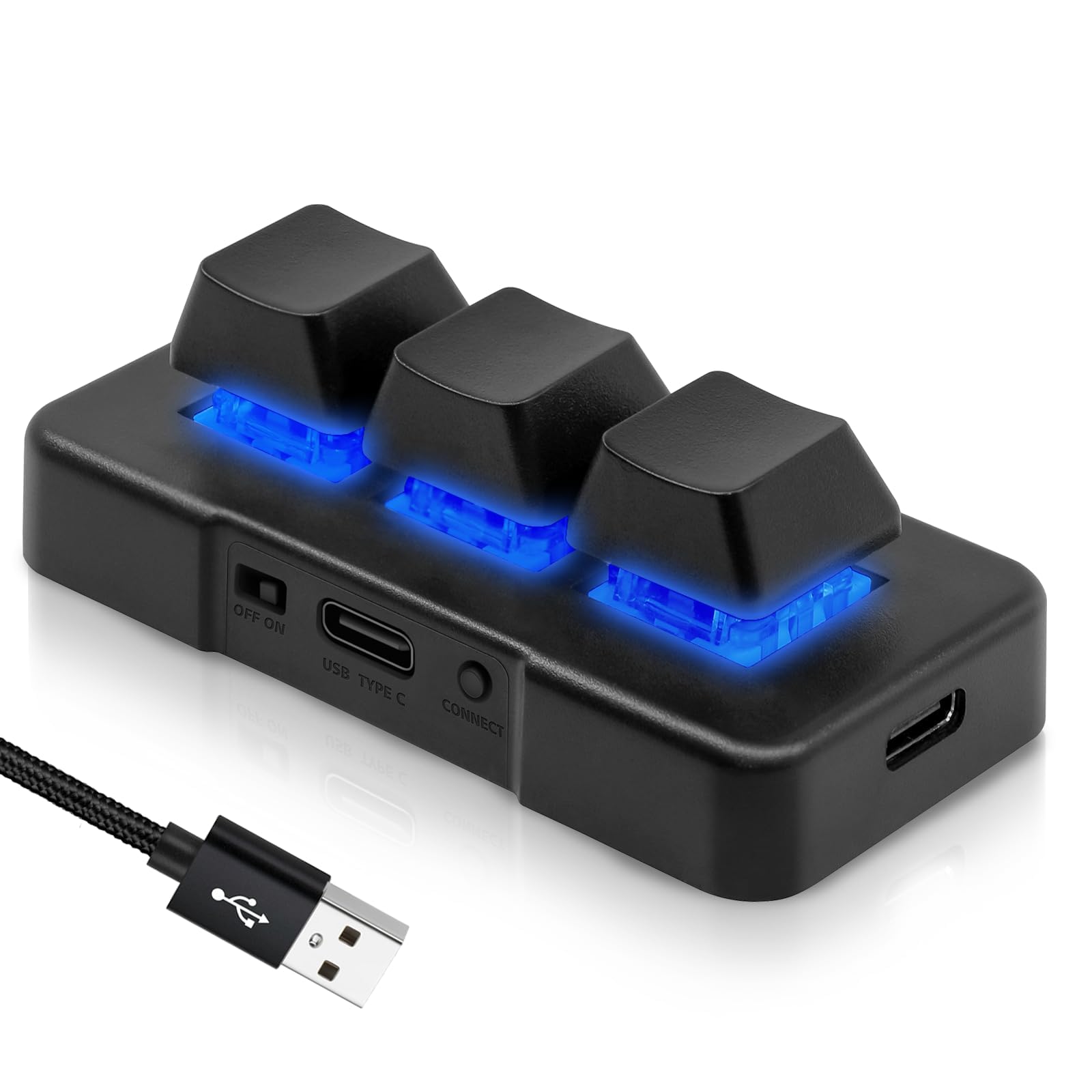 کیبورد بازی مکانیکی NALACAL 3 کلیدی Mini Keypad - کیبورد قابل برنامه‌ریزی ماکرو او‌اس‌یو کیبورد کنترل ترکیبی یک کلیدهمراه با نورپردازی RGB برای بازی رایانه‌ای و کار در دفتر ورزشگاه موزیک،HID