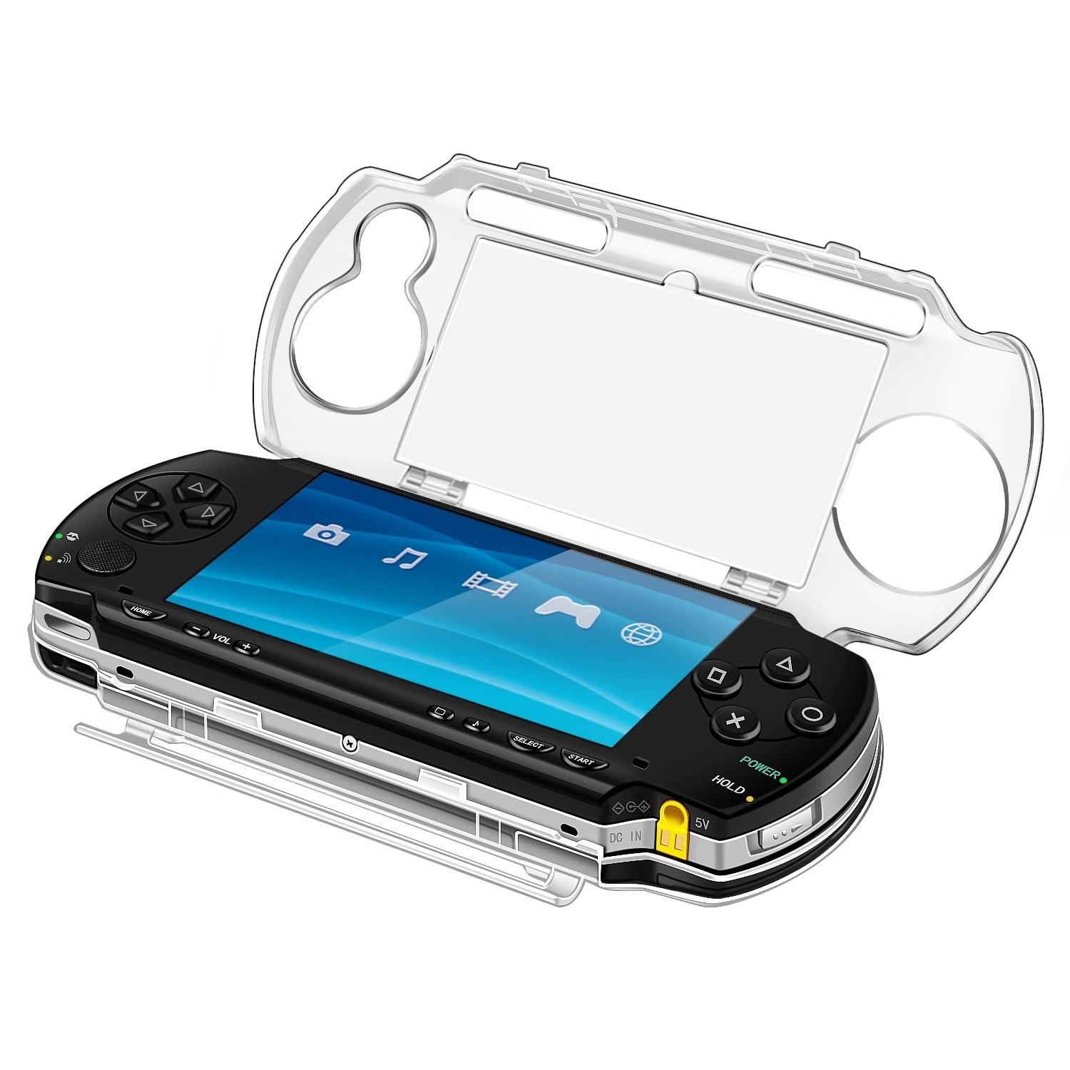 کیف سخت TNP Clear برای PSP 1000 - کیف سخت شفاف محافظ برای Sony PSP 1000، کیف شفاف کریستالی با پوشش کامل برای کنسول PSP 1000، کیف محافظ Snap-in با نمایش شفاف