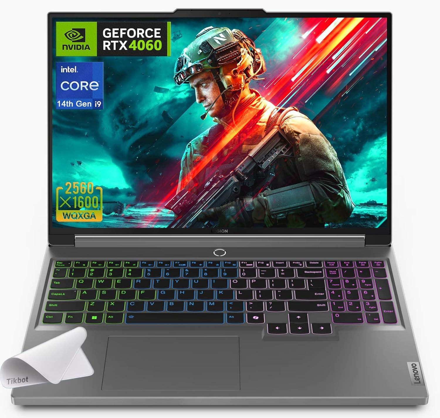 لپ تاپ بازی لنوو لجن پرو 5i 16 اینچی با وضوح تصویر WQXGA (2560 × 1600) - پردازنده 24 هسته ای i9-13900HX - کارت گرافیک GeForce RTX 4060 (TGP 140W)، ویندوز ۱۱ هوم، همراه با پد موس (رم ۶۴ گیگابایت | یک ترابایت حافظه داخلی PCIe SSD)، رنگ مشکی