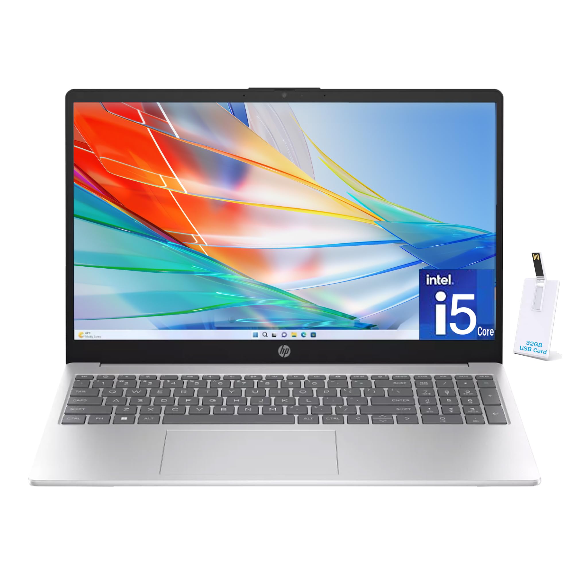 لپ تاپ 15.6 اینچی اچ‌پی، نسل ۱۳ اینتل کور i5-1335U، ۳۲ گیگابایت رم، ۱ ترابایت حافظه جامد اس‌اس‌دی، نمایشگر FHD ضد‌تابش، وبکم، صفحه کلید عددی، وای-فای، بلوتوث، HDMI، کارت یو اس بی ۳۲ گیگابایتی، ویندوز ۱۱ - نقره‌ای