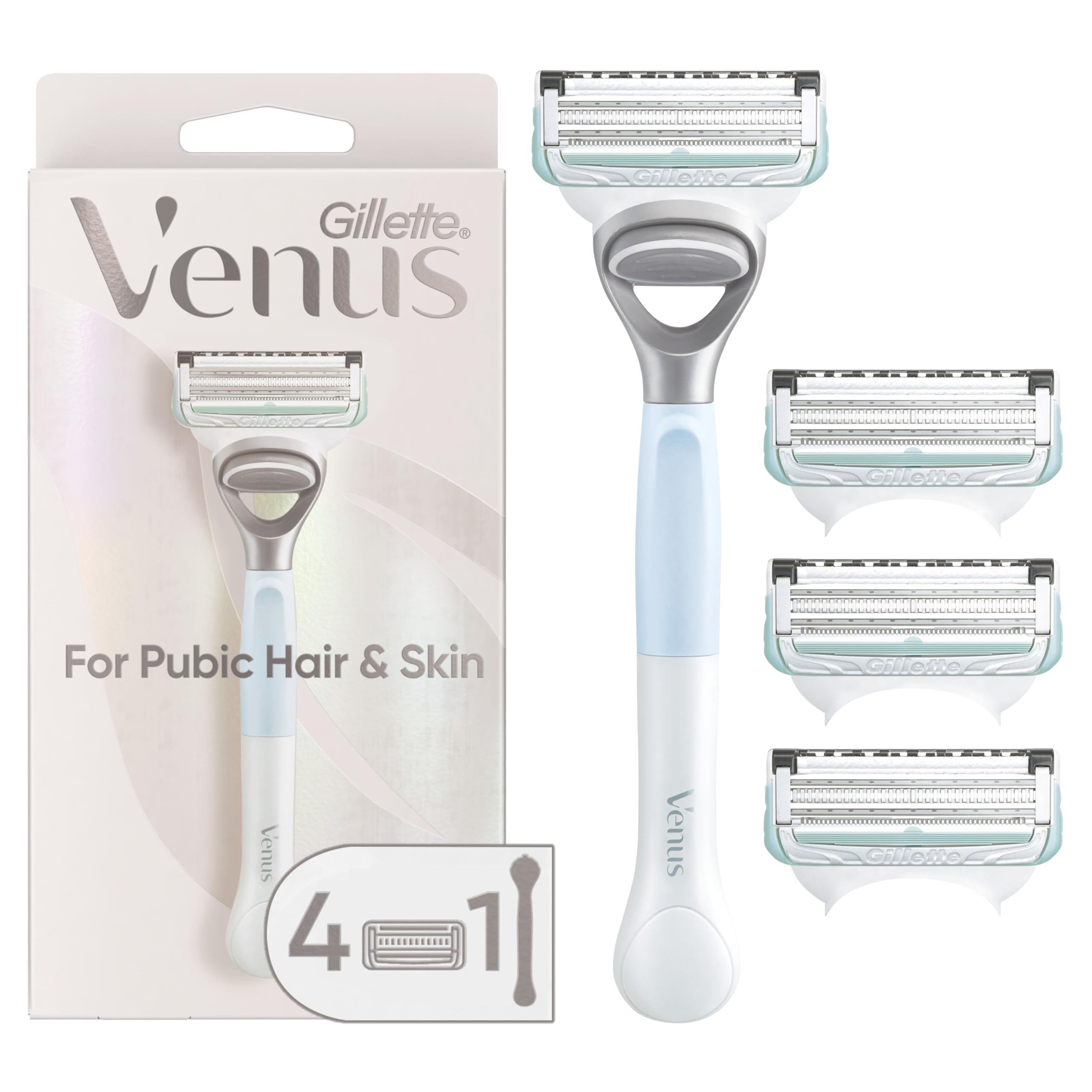 گیلت ونوس برای موهای عمومی و پوست، ریش‌زدن بیکینی برای زنان، دستگاه ریش‌زن زنان + 4 محصول جایگزین تیغه + 4 محصول جایگزین