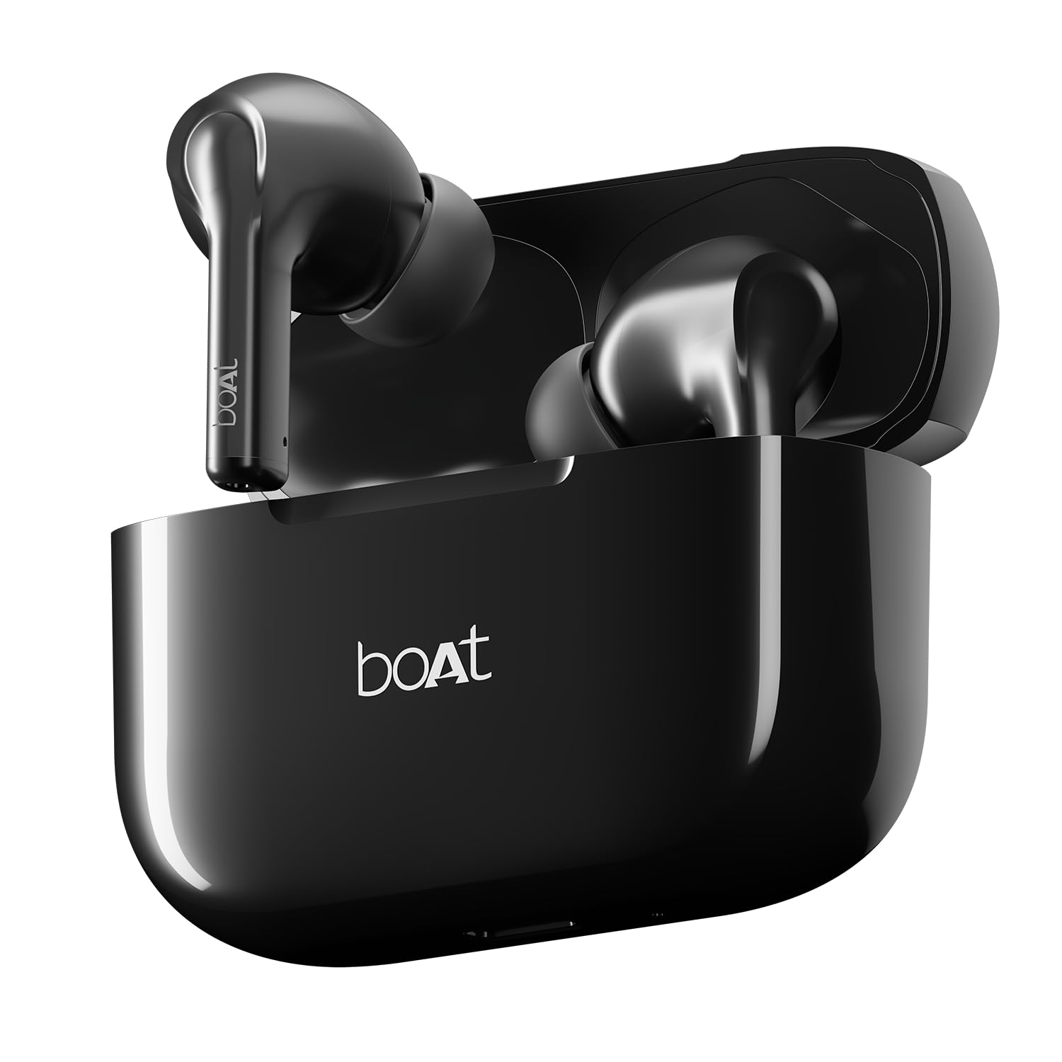 هدفون‌های داخل گوش boAt Airdopes 163 با باتری 40 ساعته، بلوتوث، شارژ سریع، درایورهای 13 میلیمتری، استاندارد IPX5، کنترل لمسی پاسخ سریع (مشکی فعال)