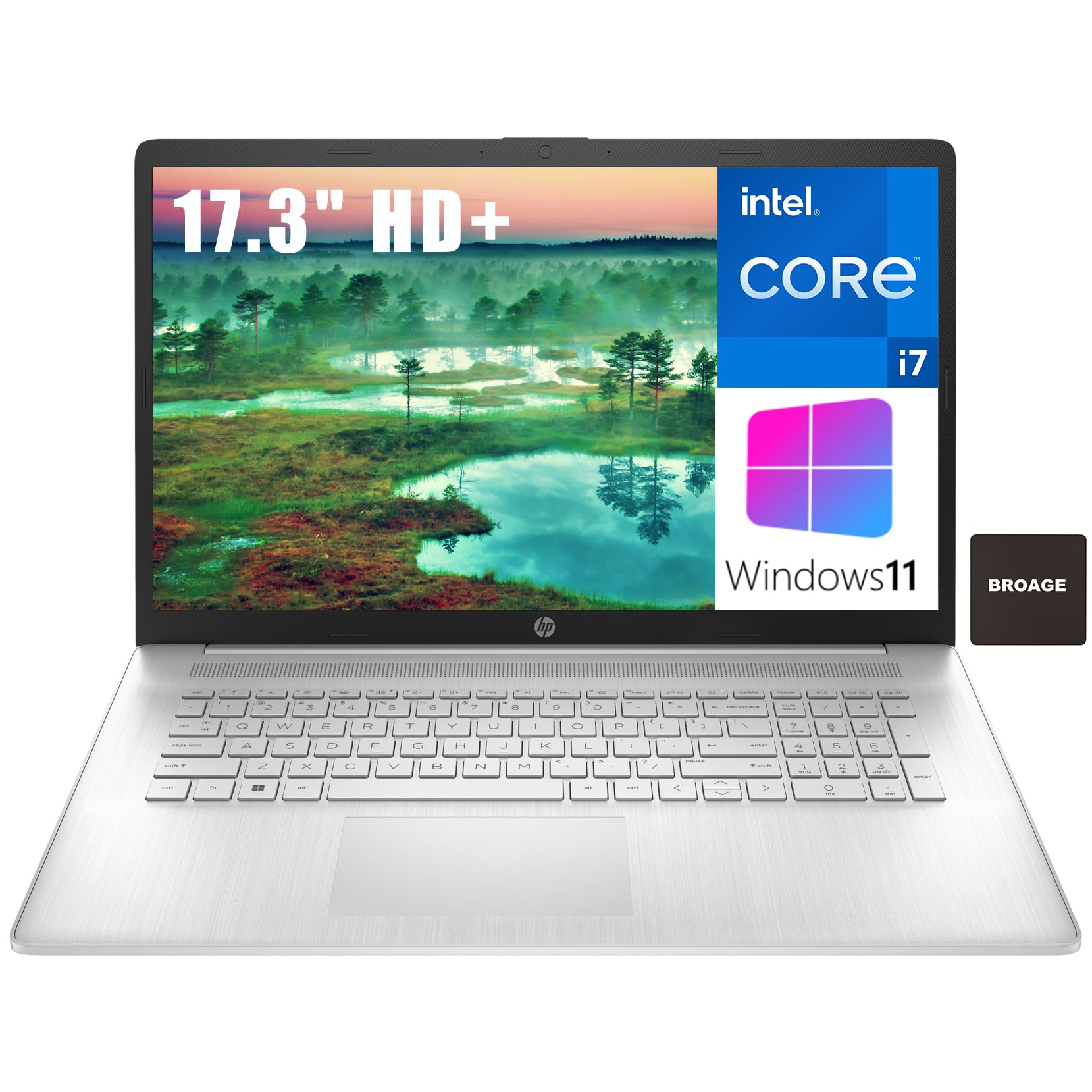 لپ تاپ HD+ 17.3 اینچی اچ‌پی 17، نوت‌بوک با پردازنده 10 هسته‌ای اینتل نسل 12 مدل i7-1255U تا 4.7 گیگاهرتز، رم DDR4 32 گیگابایت، حافظه جانبی SSD PCIe 1 ترابایت، وای‌فای 802.11AC، بلوتوث 5.0، نقره‌ای طبیعی، ویندوز 11 هوم، Zivcul