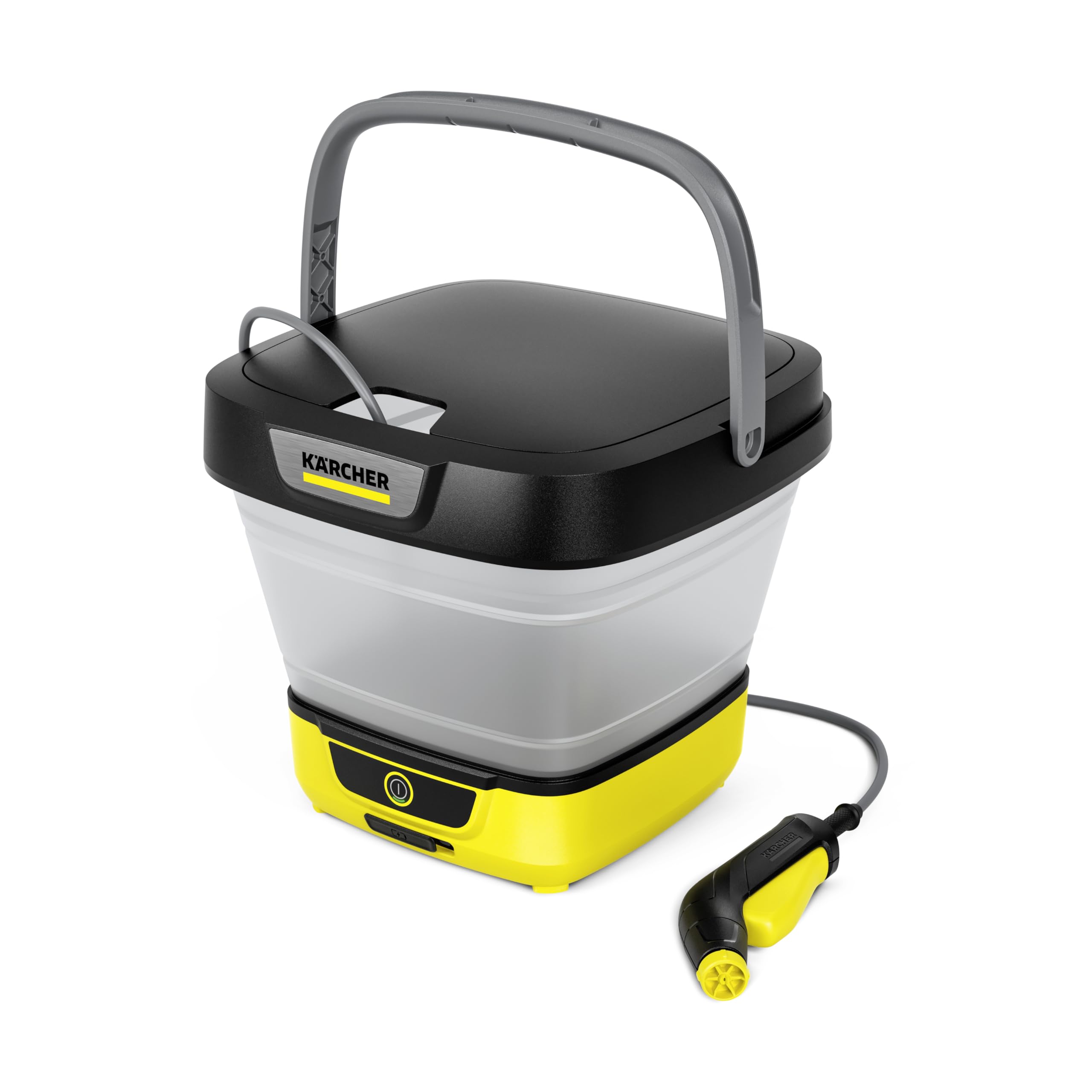 شستشوی فضای باز قابل تاشو Karcher OC 3، باطری‌نیرومند با مخزن آب قابل جمع‌شدن ۸ لیتری، شستشوگر فشار کم وزن برای دوچرخه‌ها، تجهیزات کمپینگ، حیوانات خانگی و بوت‌های پیاده‌روی