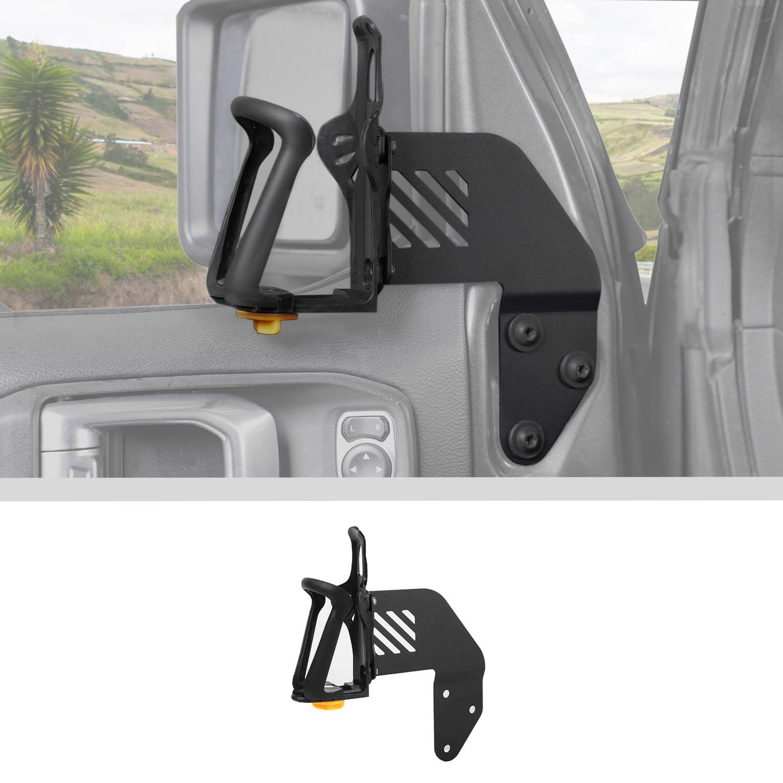 جام بطری درب جلویی JWWY برای Jeep JL در سمت چپ راننده نوشیدنی برای 2018-2024+ Jeep Wrangler JL JLU و Gladiator JT و تجهیزات داخلی آلیاژ رانندگی (سمت چپ)