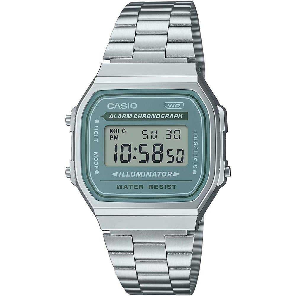 ساعت دیجیتال Casio: A168W آقایان و خانم‌ها سبز نقره‌ای