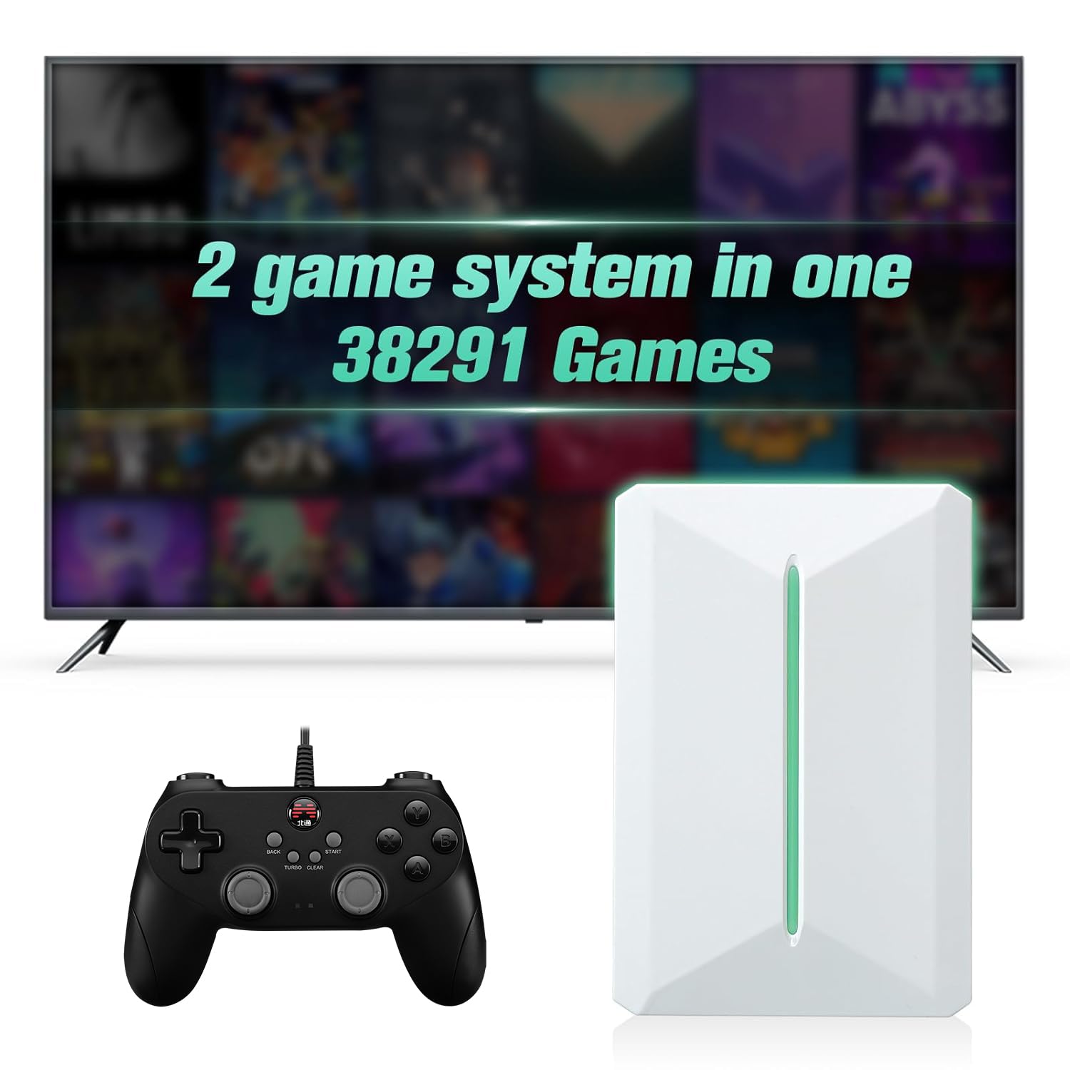 کنسول بازی رترو با هارد دیسک ۵۰۰ گیگابایت، کنسول بازی ویدئویی Plug and Play با ۳۸۲۹۱ بازی مدمج، کنسول شبیه‌ساز سازگار با ۵۰ شبیه‌ساز بازی، Playnite&Retrobat ۲ سیستم بازی در یکی، کنسول بازی قابل حمل