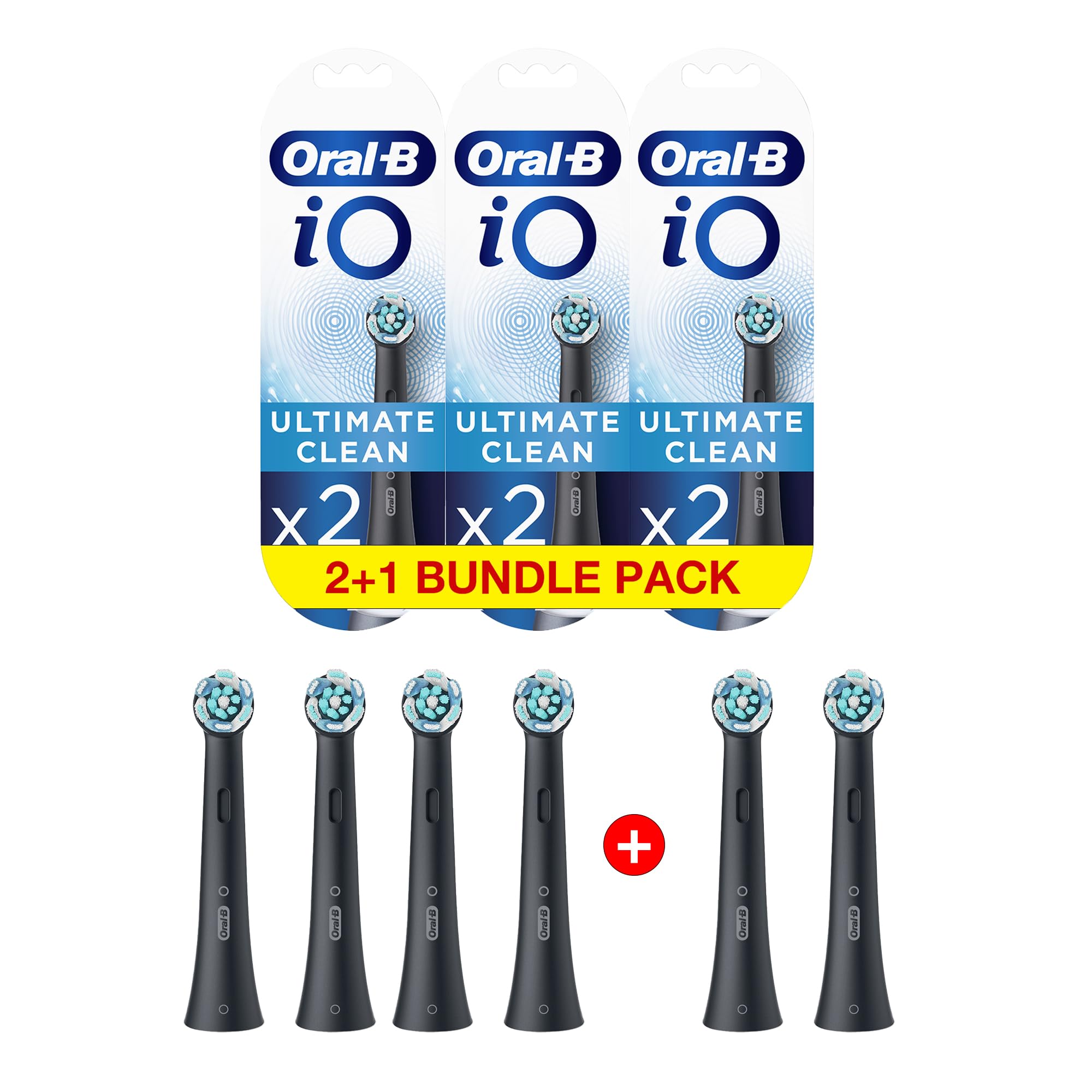 مجموعه 3 عدد مسواک Oral-B iO RB CB-2 - مجموعه 6 عدد - سر مسواک تعویضی Ultimate Clean برای مسواک‌های الکتریکی شارژی، رنگ مشکی