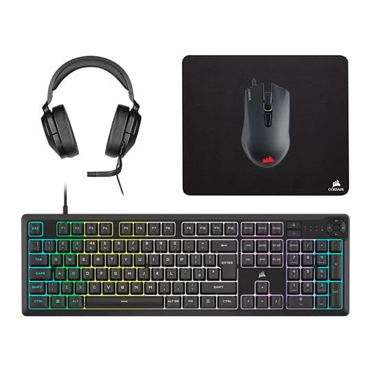 صفحه کلید بازی Corsair K55 CORE RGB باسیم و دارای کیفیت - کلیدهای ساکت و واکنش‌پذیر - مقاوم در برابر ریزش مایعات - RGB ده‌ناحیه‌ای - کلیدهای رسانه‌ای - سازگار با iCUE - QWERTY UK - PC، Mac - مشکی