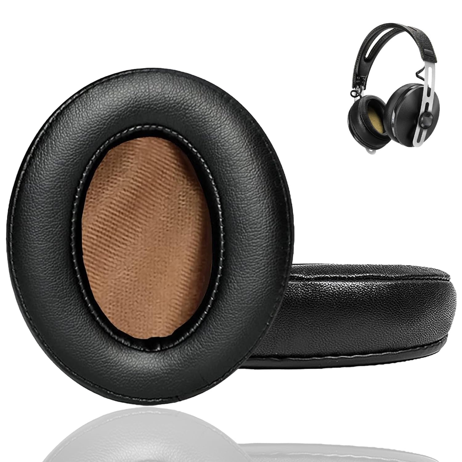 بلندگوهای رو-گوش Sennhejson Momentum 2.0 (Momentum 2، M2)، HD1 با حافظه پوست پروتئینی و فوم گوش Earpads کرانه های جایگزین SEEFY (مشکی و قهوه ای)