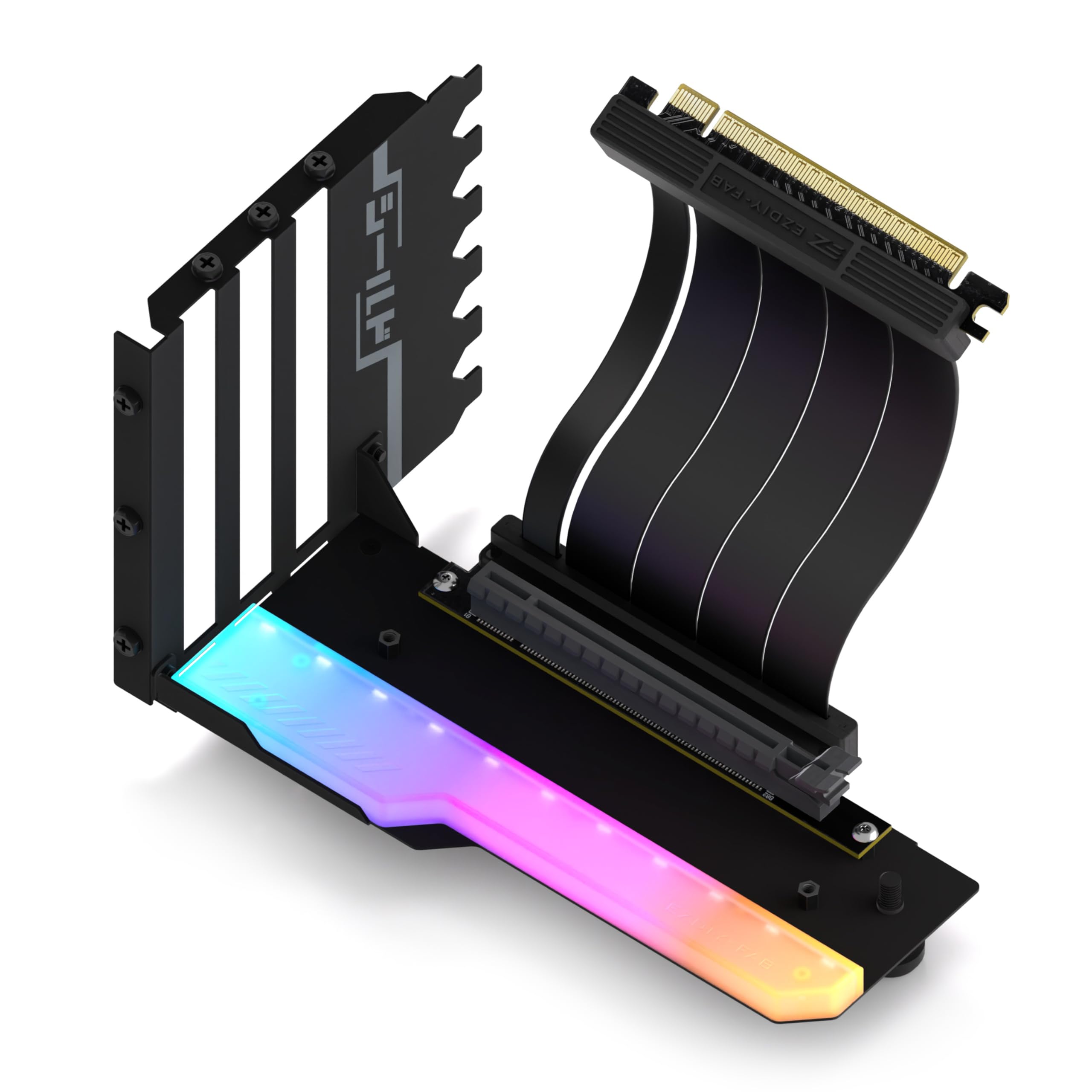 Vertical GPU Mount with High-Speed PCIE 4.0 Riser Cable, ARGB Module, 115mm/4.52in Flexible Extension, 90 Degree Connector, Only Compatible to Full-Opened PCIe Slots-Black-YIHPI344-2
گونه عمودی GPU با کابل Riser سرعت بالا PCIE 4.0 ، ماژول ARGB ، گسترش انعطاف پذیر 115mm / 4.52in ، اتصال کننده 90 درجه ، تنها سازگار با اسلات های PCIe کامل باز شده-سیاه-YIHPI344-2