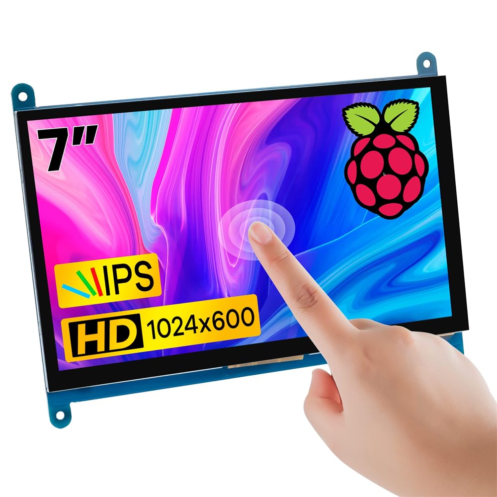 صفحه نمایش لمسی IPS ایسونی 7 اینچ، پنل نمایش قابل حمل با رزولوشن 1024x600، مانیتور لمسی HDMI برای Raspberry Pi، BB Black، ویندوز ۱۰ ۸ ۷