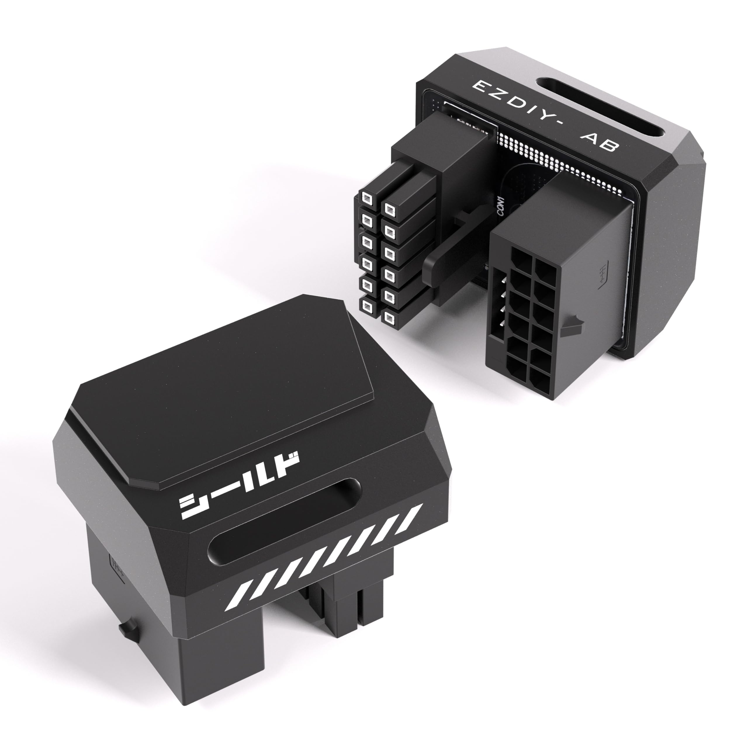EZDIY-FAB PCIe 5.0 Adapter - کانکتور تغذیه GPU 600 وات 12+4 پین، 16 پین 12VHPWR، زاویه 180 درجه - سازگار با RTX 3090Ti، 4070Ti، 4080، 4090- نوع STD، مشکی، 1 بسته مشکی 180 درجه- STD