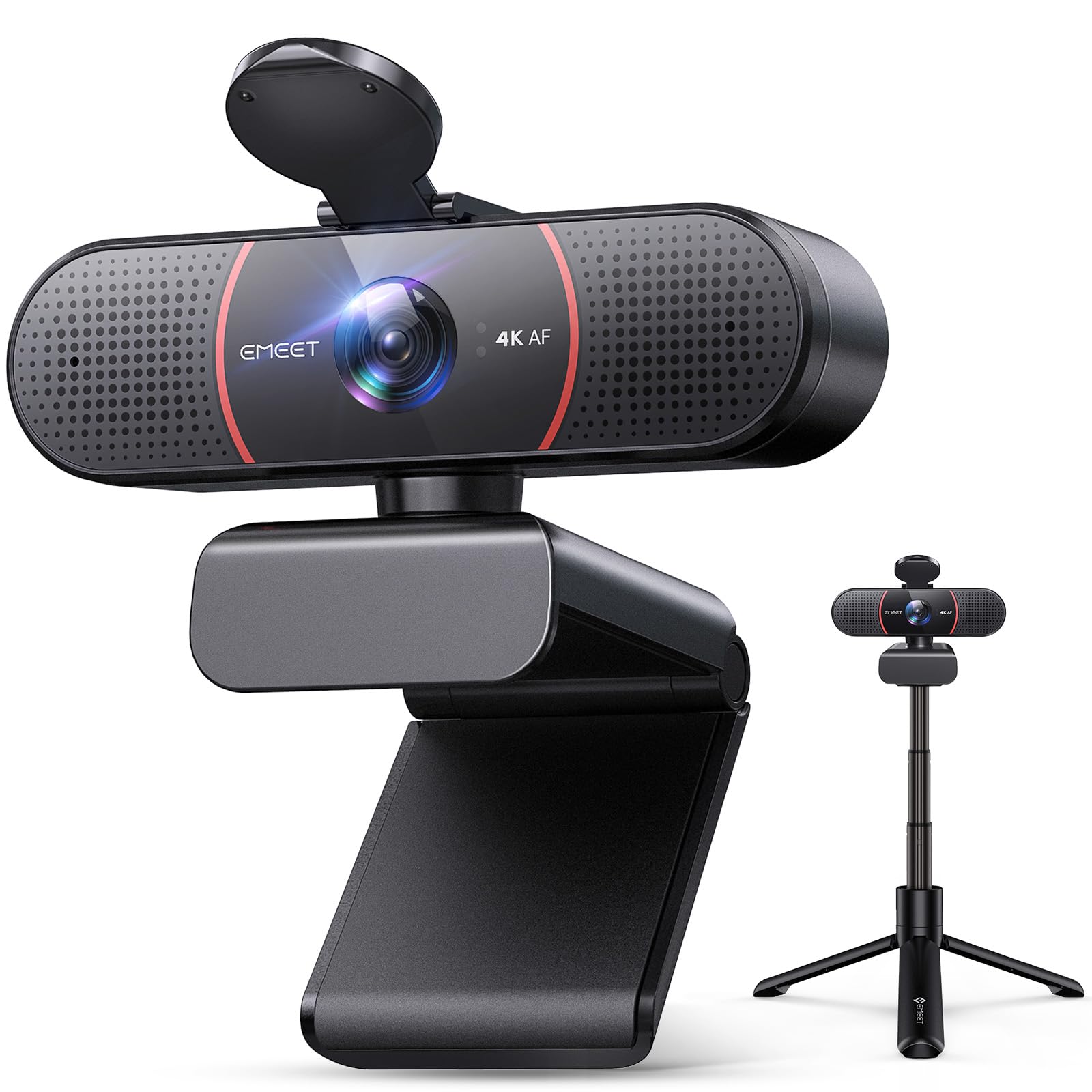 Webcam 4K EMEET C960 با تریپاد، حسگر سونی 4K UHD، 3 ارتفاع قابل تنظیم تریپاد کوچک با پوشش حریم خصوصی، فوکوس اتوماتیک TOF، دو میکروفون کاهنده نویز، اصلاح نور اتوماتیک، مناسب برای جلسات آنلاین وب کم 4K + تریپاد