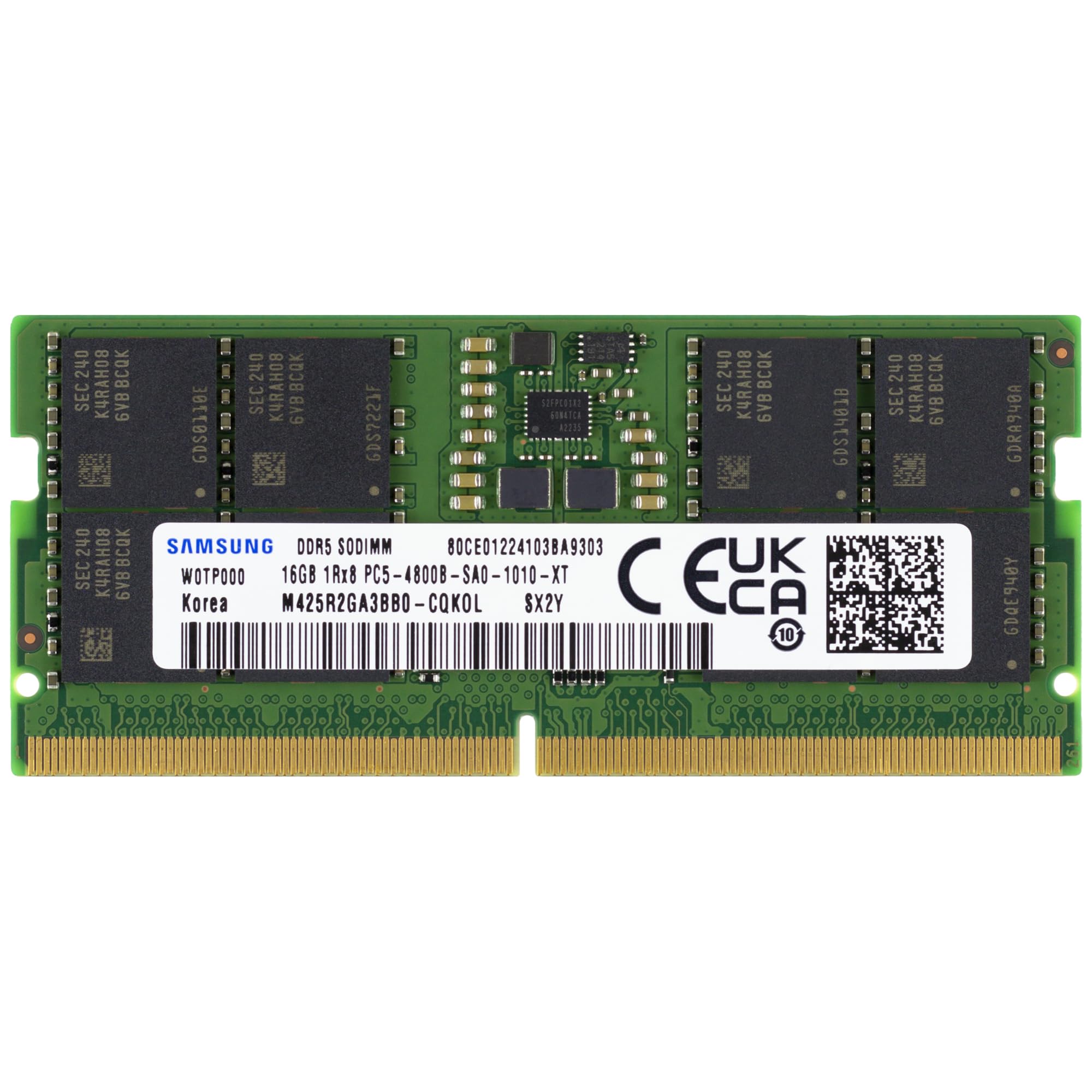 سامسونگ 16 گیگابایت DDR5 4800 مگاهرتز PC5-38400 CL40 SODIMM 1Rx8 1.1 ولت غیر-ECC 262 پین SO-DIMM رم لپ تاپ مدل M425R2GA3BB0-CQK