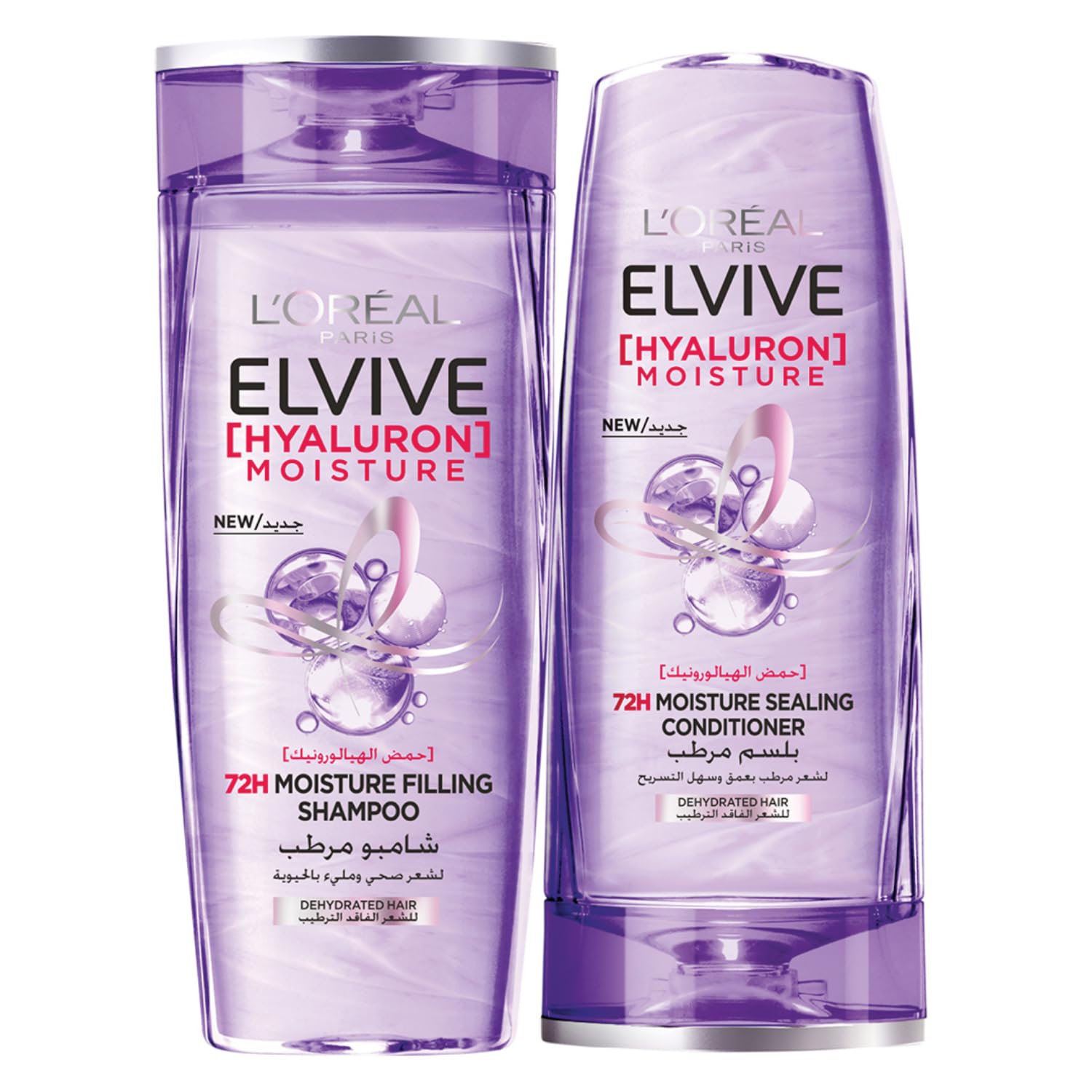 شامپو L'OREAL PARIS Elvive Hyaluron Moisture برای موهای پرشدت و بی نمک 400 میلی لیتر + کاندیشنر 360 میلی لیتر