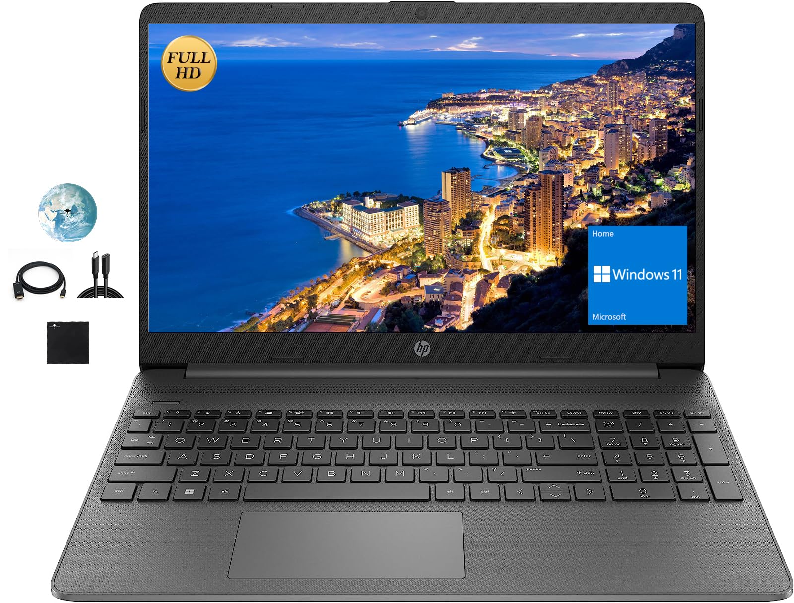 لپ تاپ کسب و کار پرچمدار HP 15.6 اینچ مدل FHD، Intel 4-Core i3-1215U (جابجایی از I5-1155G7) تا 4.4 گیگاهرتز، رم 32 گیگابایت، حافظه داخلی NVMe 1 ترابایت، شارژ سریع، کیبرد عددی، بلوتوث، وای فای، پورت HDMI، ویندوز 11، همراه با لوازم جانبی GM
