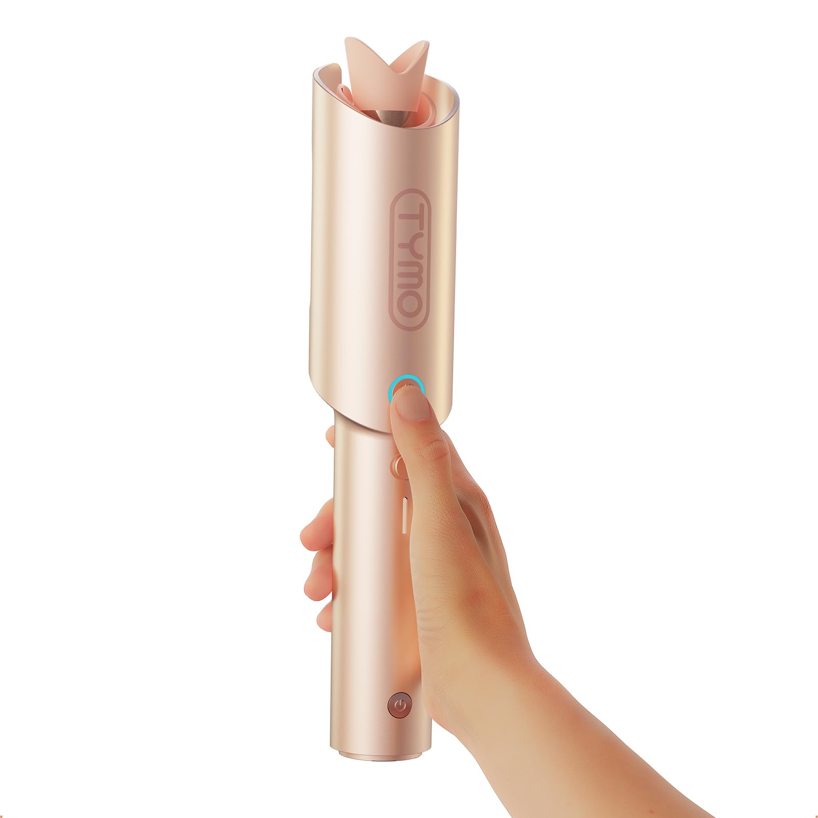 روکش‌مند بدون سیم TYMO - اتوی خودکار مو CURLGO با موکوردیس Antiscald & Tangle-free برای فر فشرده آسان، دستگاه حول‌های آد دار سرامیک برای حمل‌ونقل، اتوی موی قابل حمل، قابل شارژ و دو ولتاژ برای موهای متوسط (14 "-22") رنگ طلایی رزینکشیده