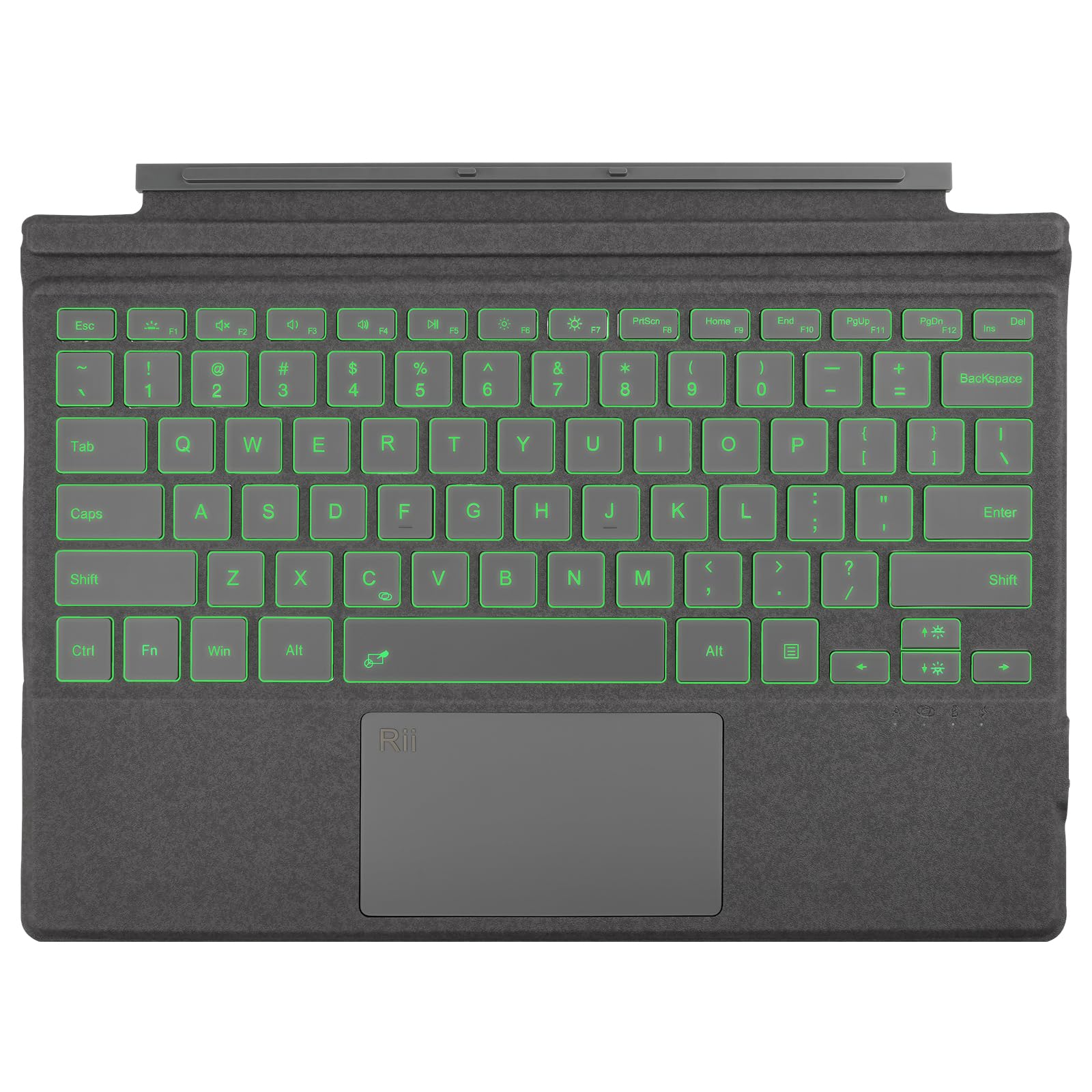 Rii Surface Pro 7 Keyboard, Bluetooth 5.2, 7-Color Backlight, Compatible With Microsoft Surface Pro 7 Plus/6/5/4/3, Gray
