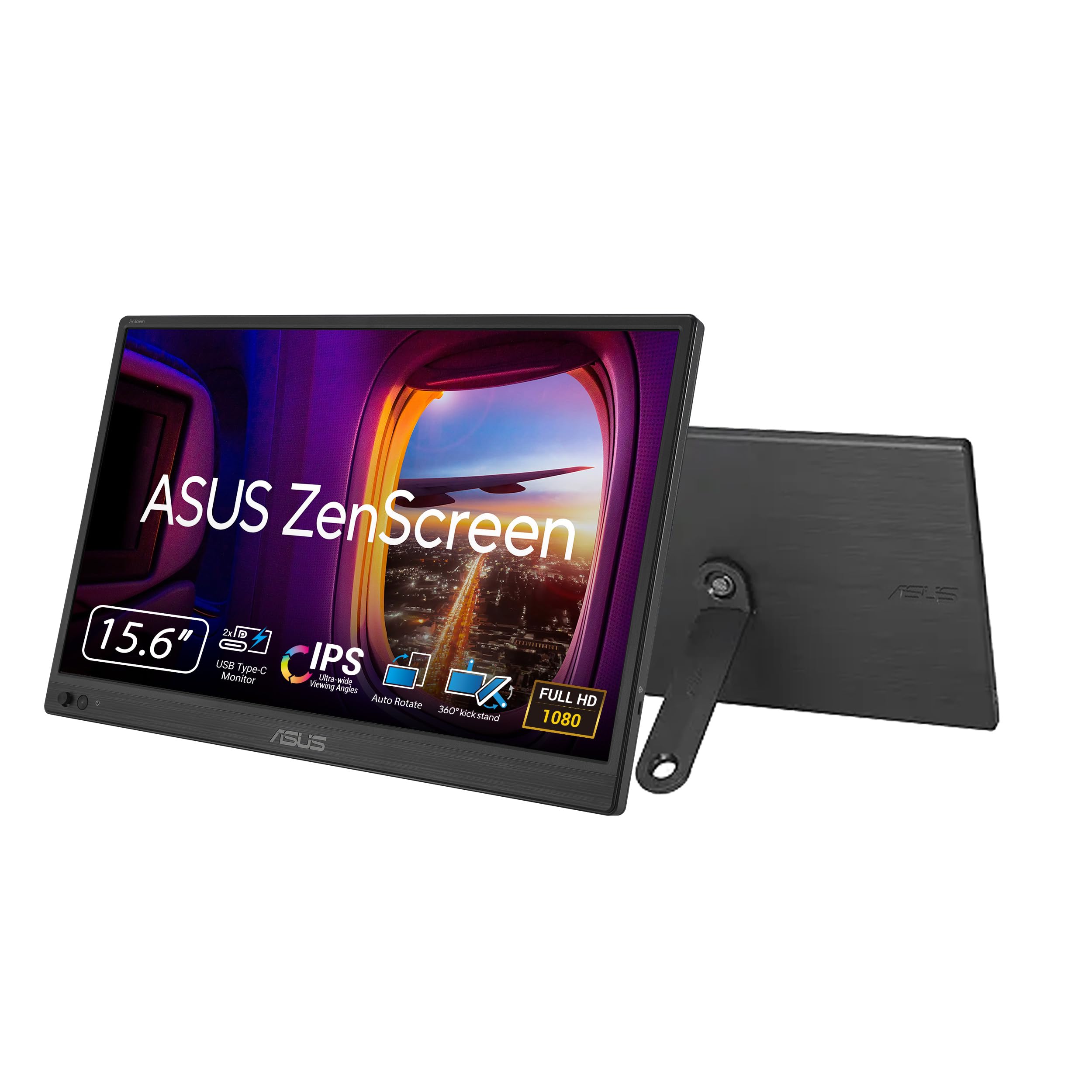 صفحه نمایش قابل حمل 16 اینچی ASUS ZenScreen (MB169CK) - Full HD، IPS، دو پورت USB-C، Mini-HDMI، مراقبت از چشم، بدون وقفه، فیلتر نور آبی، سطح ضد تابش، استند 360 درجه، گارانتی 3 ساله 16" IPS دو پورت USB-C Mini HDMI