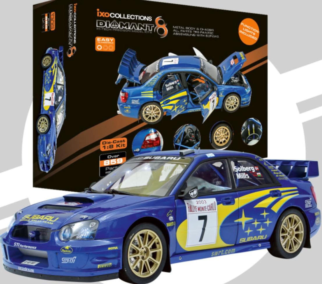 مجموعه IXO مدل 1:8 Subaru Impreza Rally MC 2003، دارای قابلیت نور، مجموعه ساخت و ساز