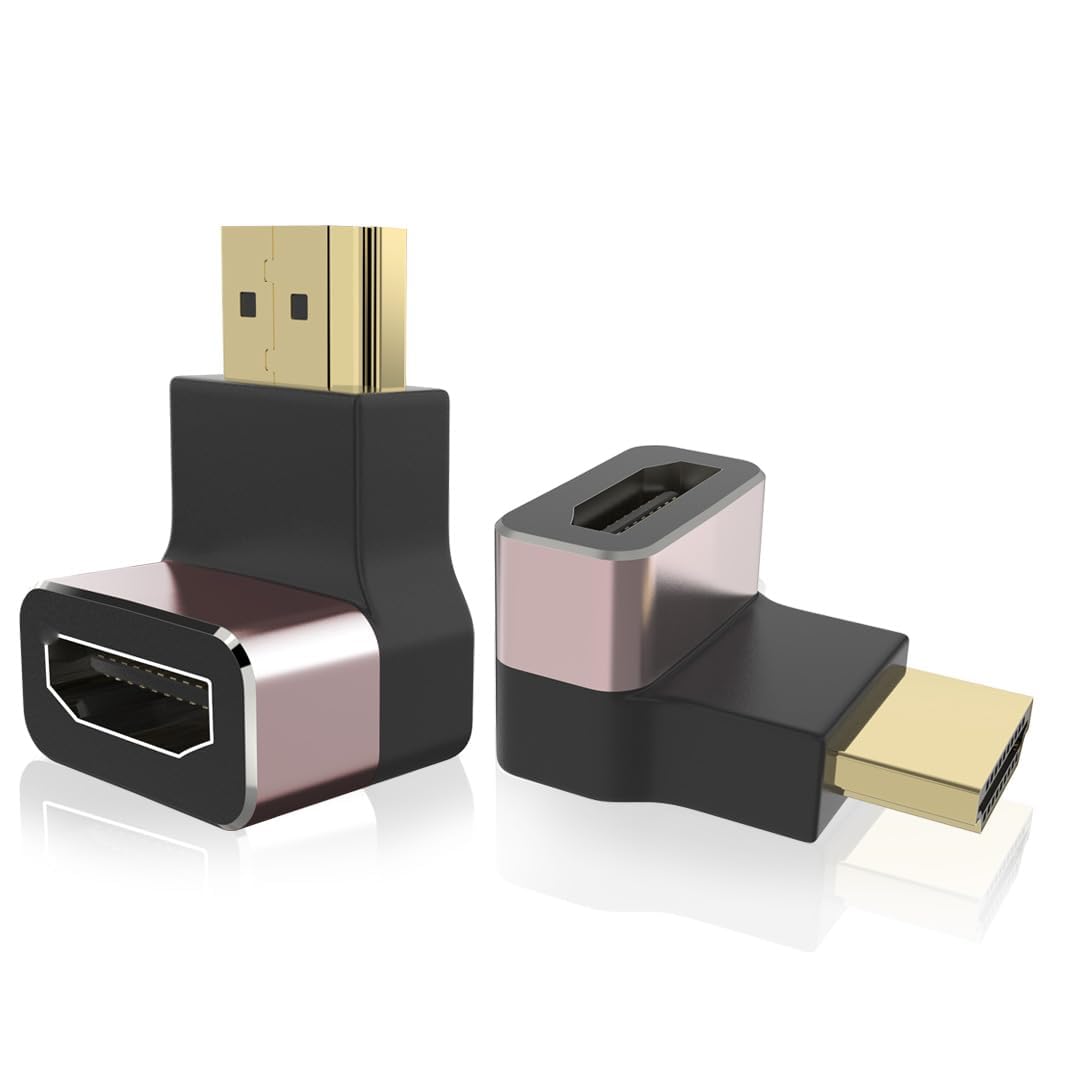 ترجمه., مبدل کابل HDMI TERRIFI 2 بسته، مبدل 90 درجه، مبدل مرد HDMI به مبدل زن HDMI، مناسب برای کامپیوتر شخصی، لپ تاپ، پروژکتور، مانیتور، تلویزیون، PS5