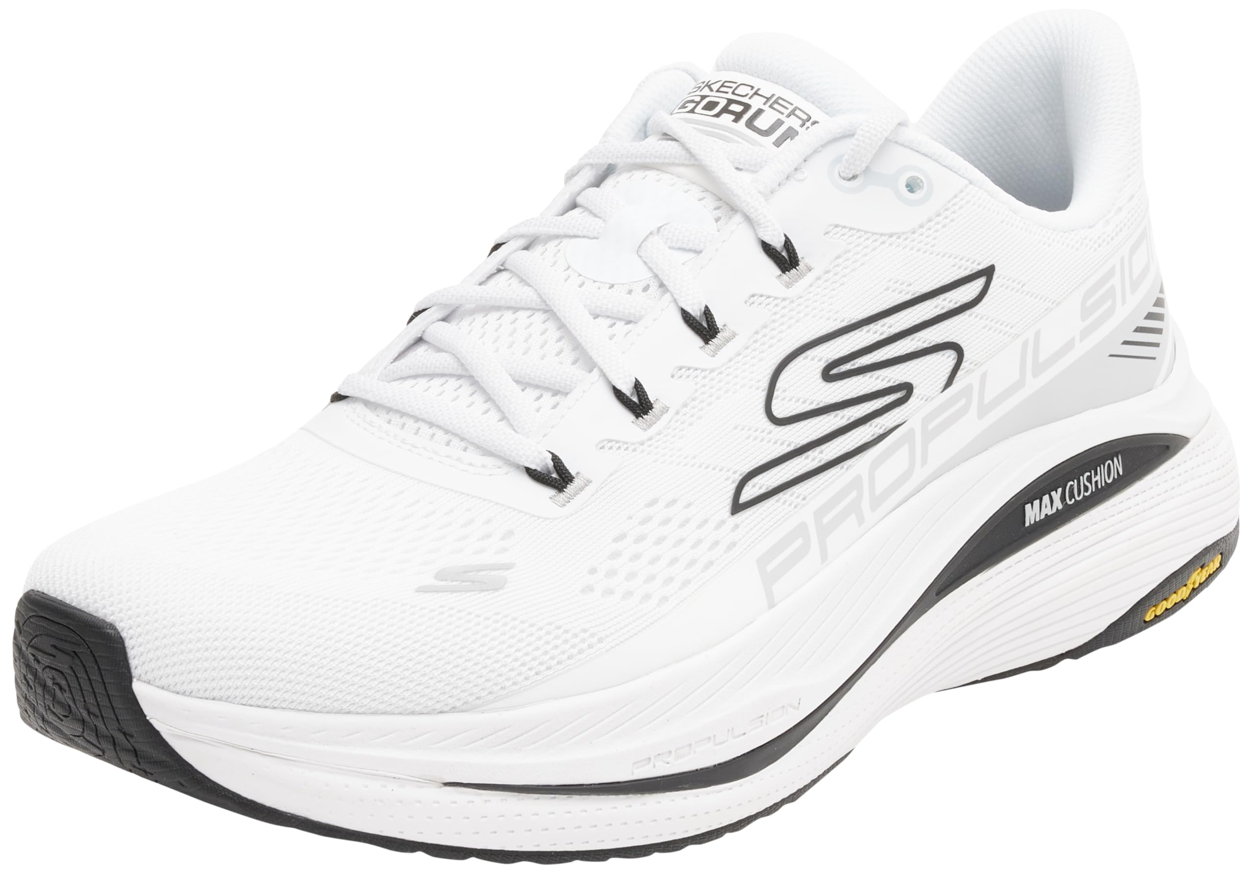 Skechers MAX CUSHIONING PROPULSION mens Sneaker 47.5 EU White and Black Textile Synthetic