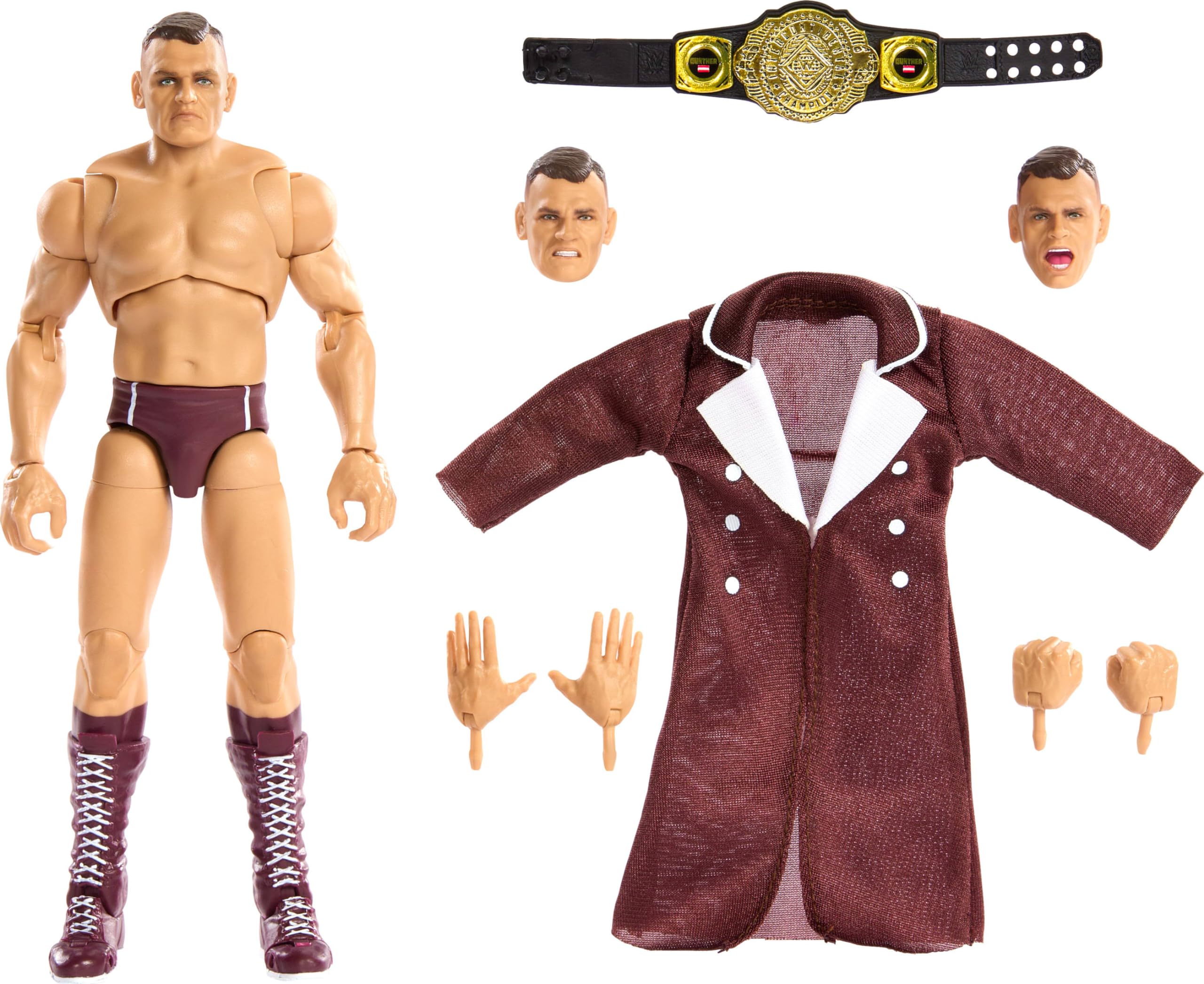 عروسک عملیاتی و متفاوت Mattel WWE Ultimate Edition و لوازم جانبی، مجموعه ۶ اینچی Gunther قابل جمع‌آوری، سرها و دست‌های قابل تعویض، لباس ورودی و ۳۰ نقطه‌ی مفصلی. جدیدترین ابزار‌ها و لوازم جانبی Ultimates