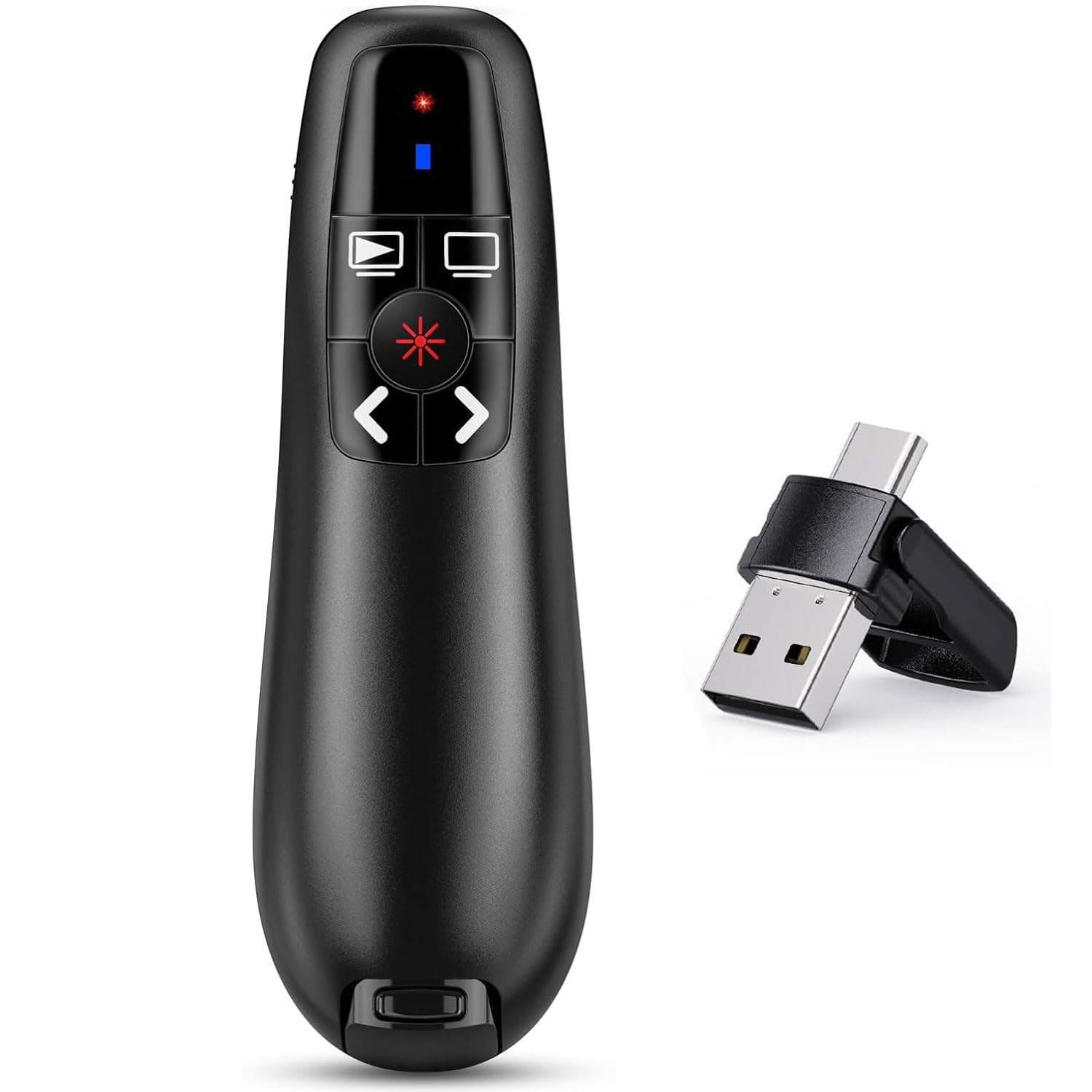 کلیکر ارائه Kinizuxi 2-in-1 نوع USB C برای ارائه‌های پاورپوینت، پرزنتر بی‌سیم 2.4 گیگاهرتزی، کلیکر ارائه از راه دور پرزنتر ارائه‌های اسلاید ادونسر PPT برای کامپیوترهای مک لپتاپ