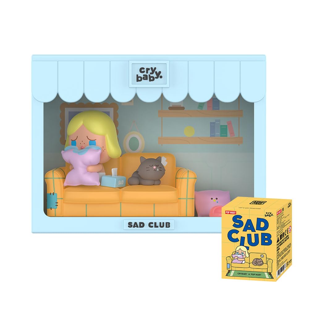 مجموعه POP MART Crybaby Sad Club Series Scene Set: 1 جعبه شخصیت متحرک با طراحی با کیفیت 4 سانتی‌متری برای زنان، بلایند باکس محبوب طرفداران، اسباب‌بازی فعال شخصیت‌های Crybaby Sad Club Series Scene Sets 1Box