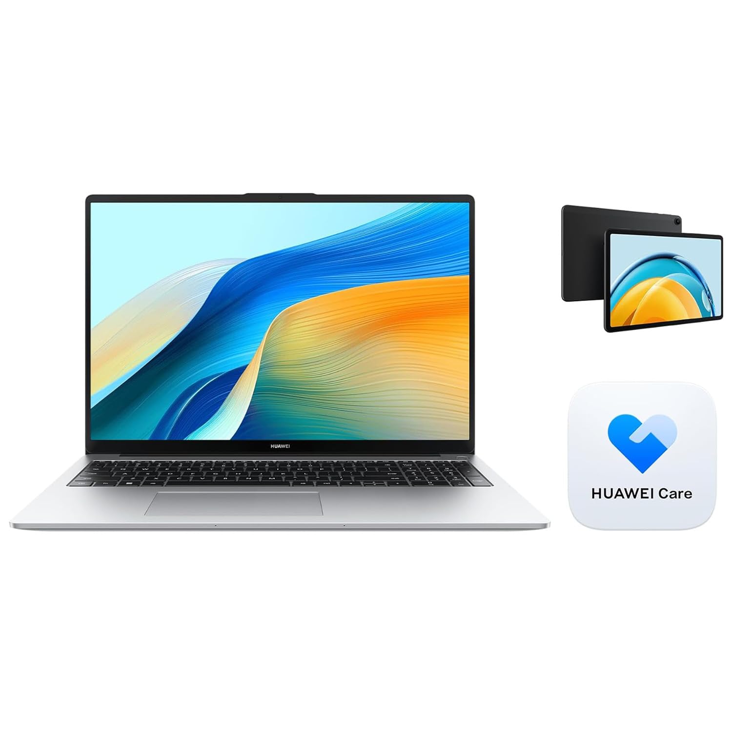 هواوی Matebook D16 + هدیه، نمایشگر 16 اینچی Eye Comfort FullView، بسیار نازک، Intel Core i5-12450H، صفحه کلید عددی، باتری بزرگ 70Wh، 8GB + 512GB، ویندوز 11 هوم، 53013WXG، رنگ میستیک نقره‌ای